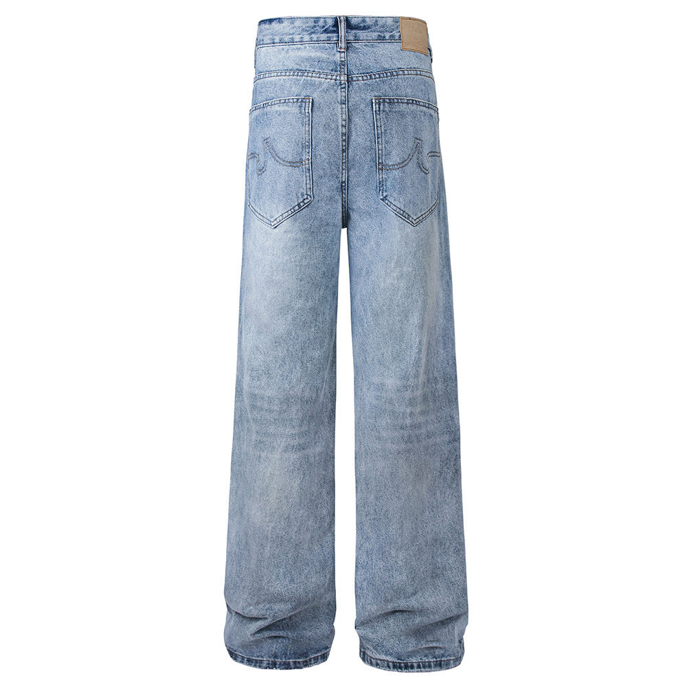 Simple Washed Straight Jeans For Men