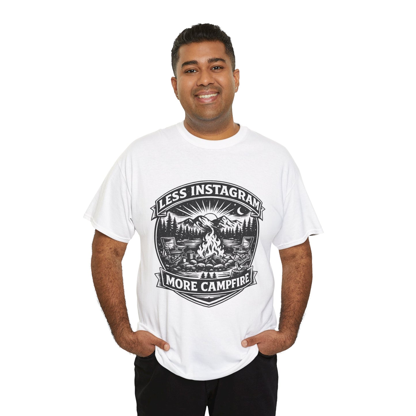 T-Shirt - "Less Instagram, More Campfire" Vintage Camping Graphic Tee