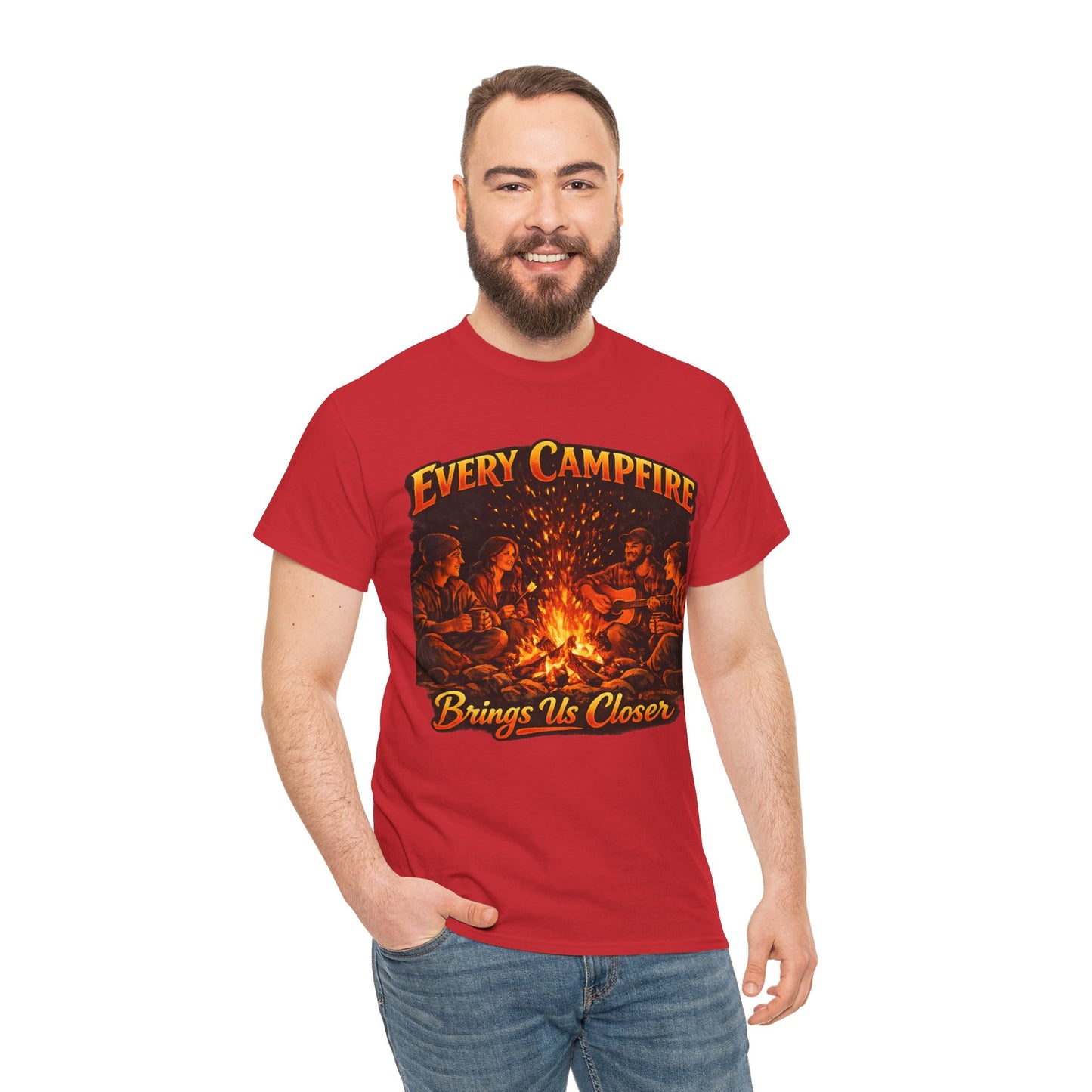 Campfire T-Shirt — "Every Campfire Brings Us Closer" Retro Outdoor Tee
