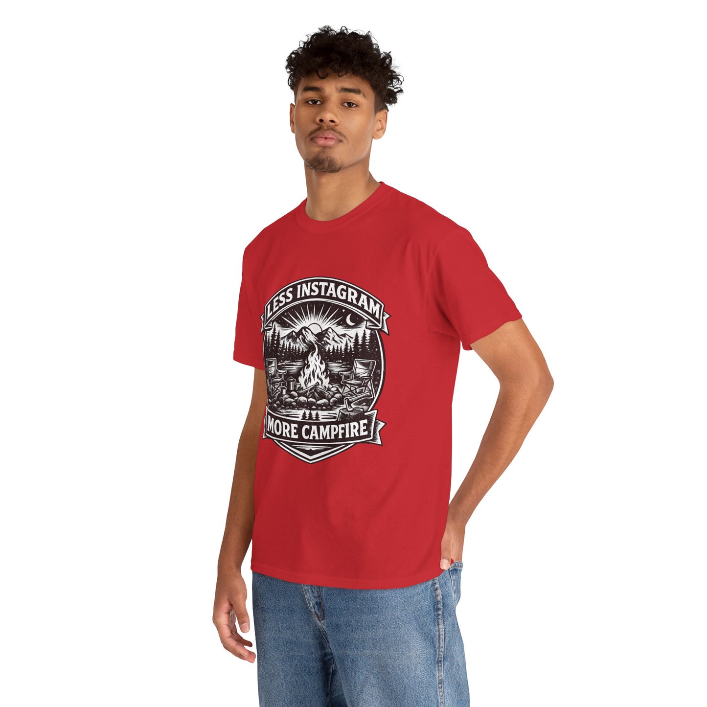 T-Shirt - "Less Instagram, More Campfire" Vintage Camping Graphic Tee