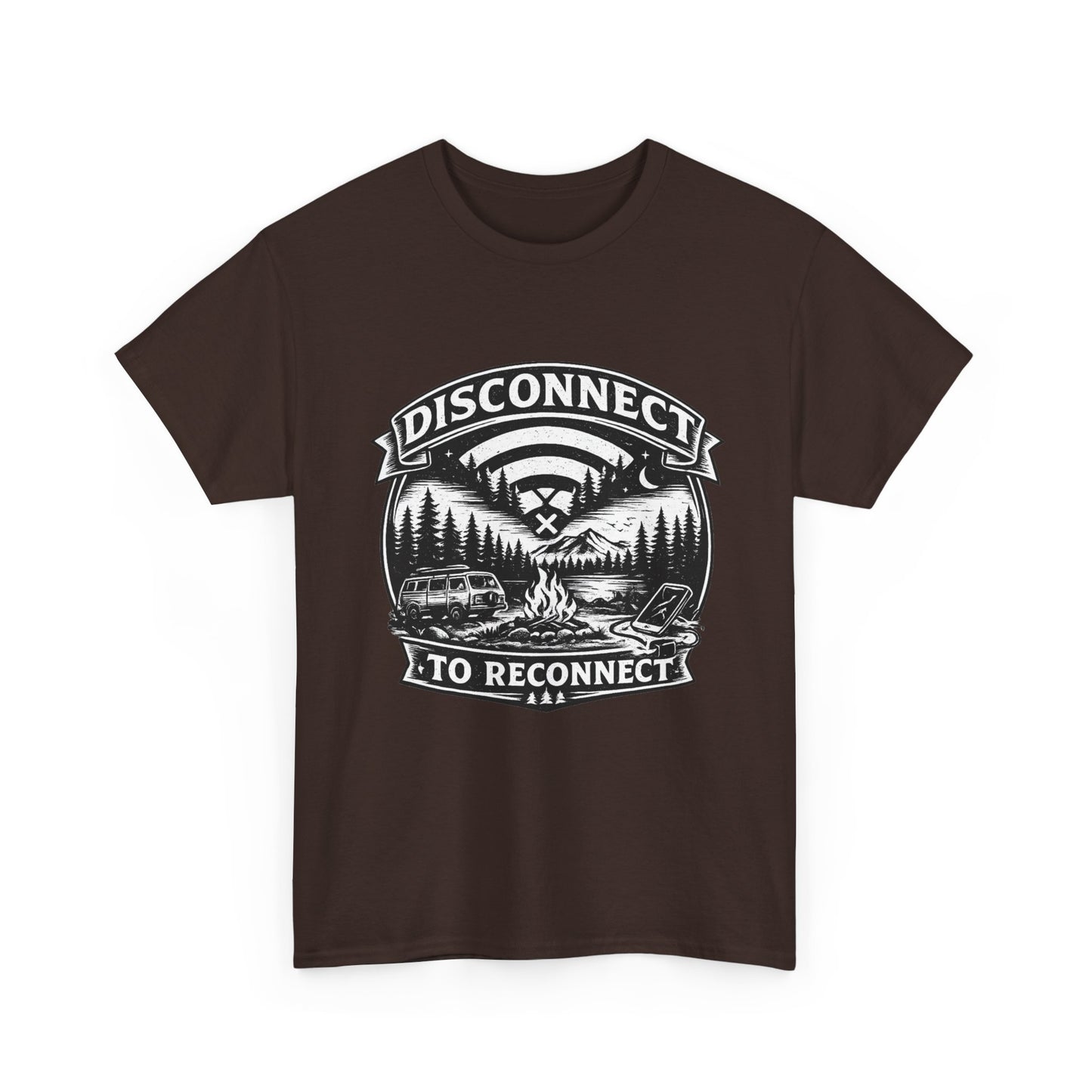 "Disconnect To Reconnect" — Funny Camping T-Shirt | Gift for Outdoor & Nature Lovers