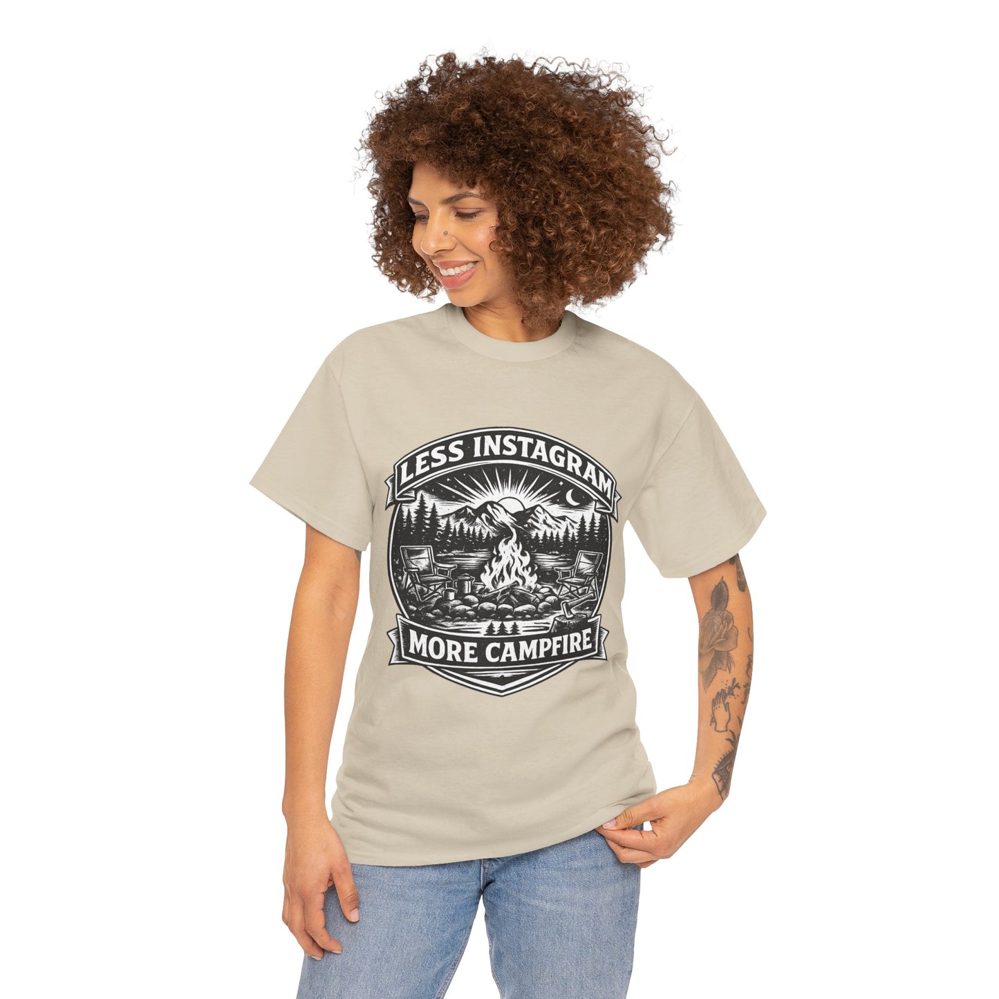 T-Shirt - "Less Instagram, More Campfire" Vintage Camping Graphic Tee