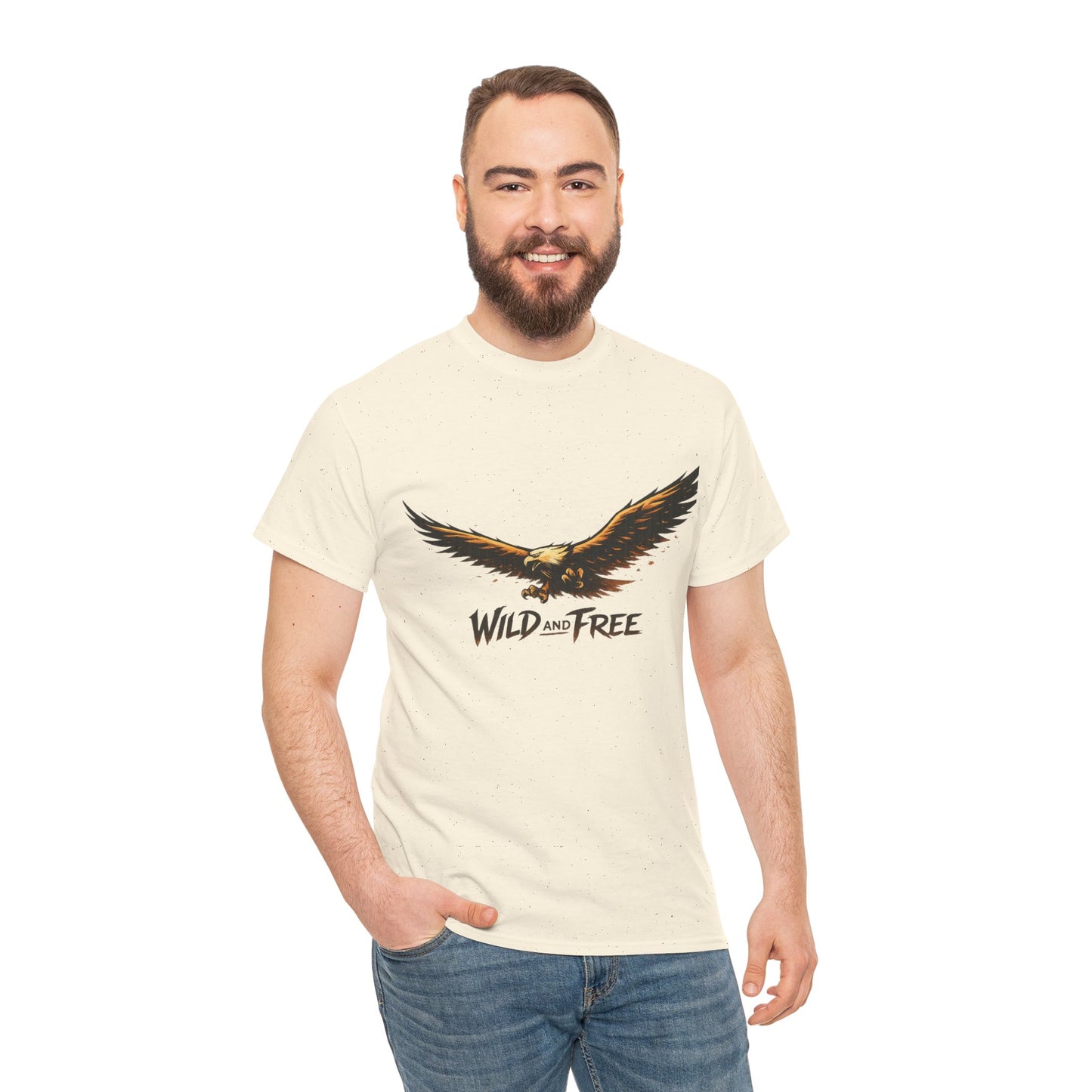 Wild and Free Eagle Shirt for Men Women – Vintage Eagle Graphic Tee Freedom Nature Outdoor T-Shirt