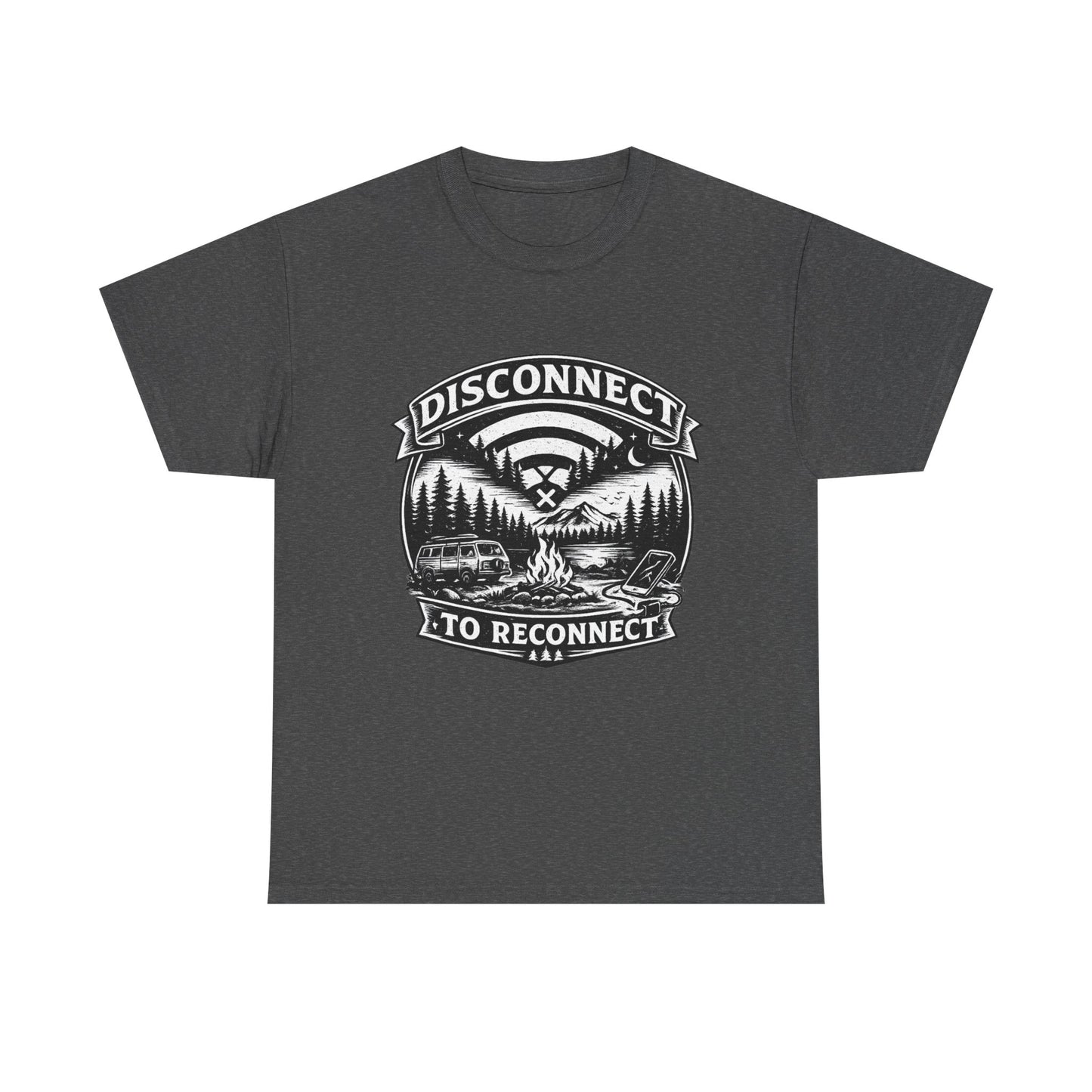"Disconnect To Reconnect" — Funny Camping T-Shirt | Gift for Outdoor & Nature Lovers
