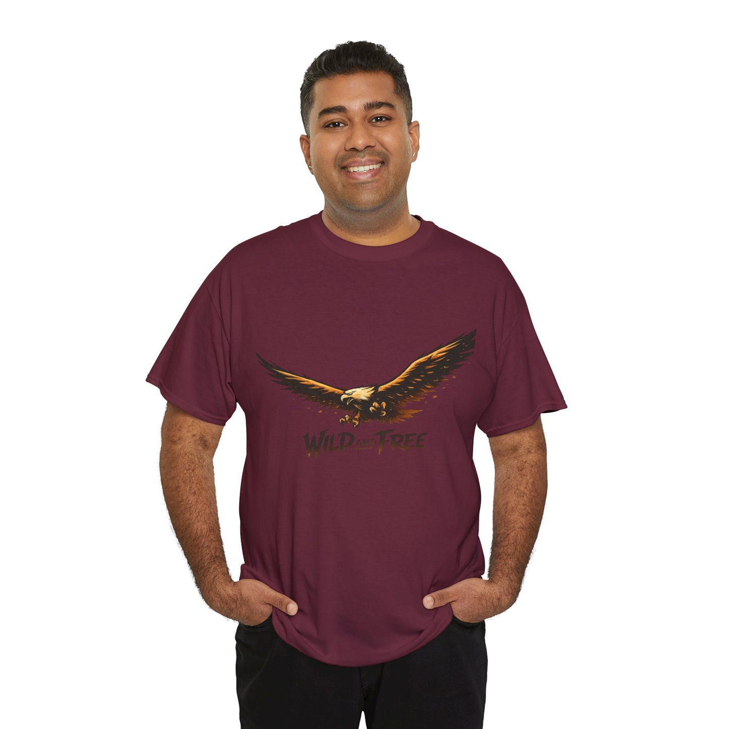 Wild and Free Eagle Shirt for Men Women – Vintage Eagle Graphic Tee Freedom Nature Outdoor T-Shirt