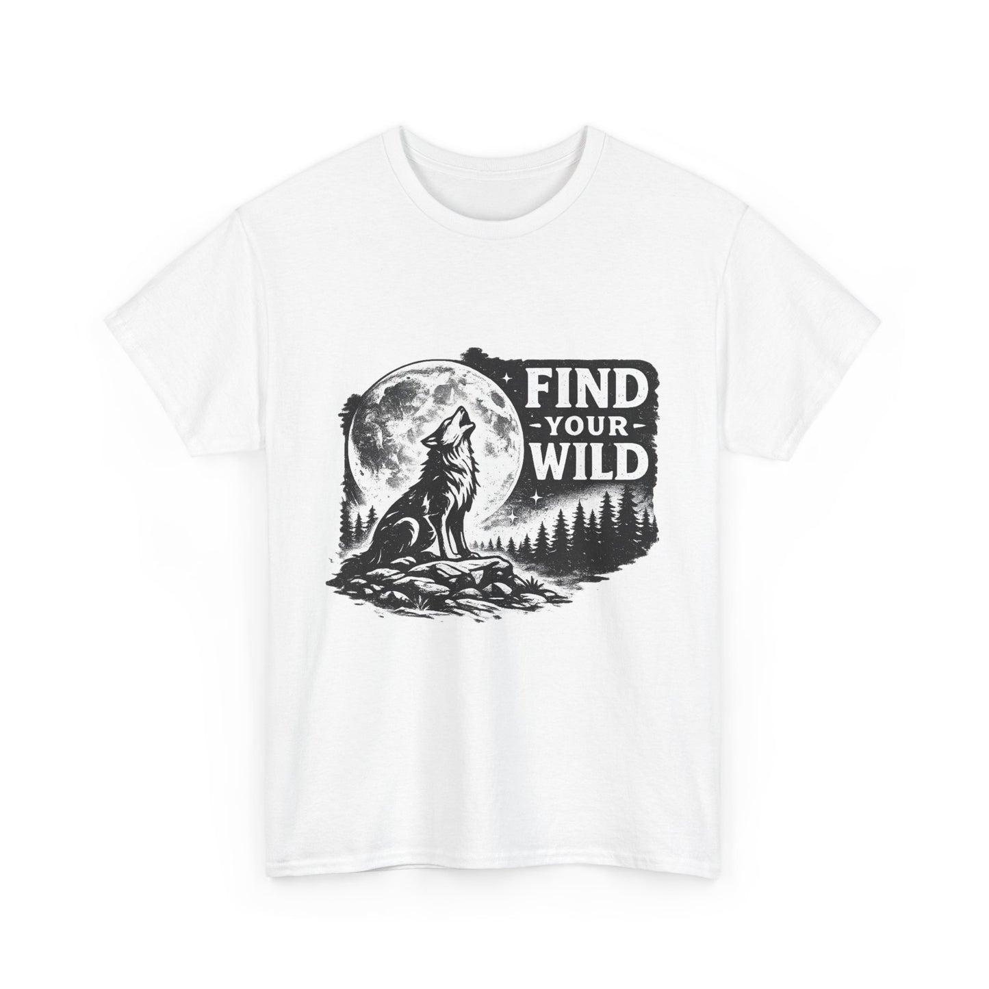 Find Your Wild Wolf T‑Shirt — Moonlit Nature Graphic Tee for Outdoor Lovers