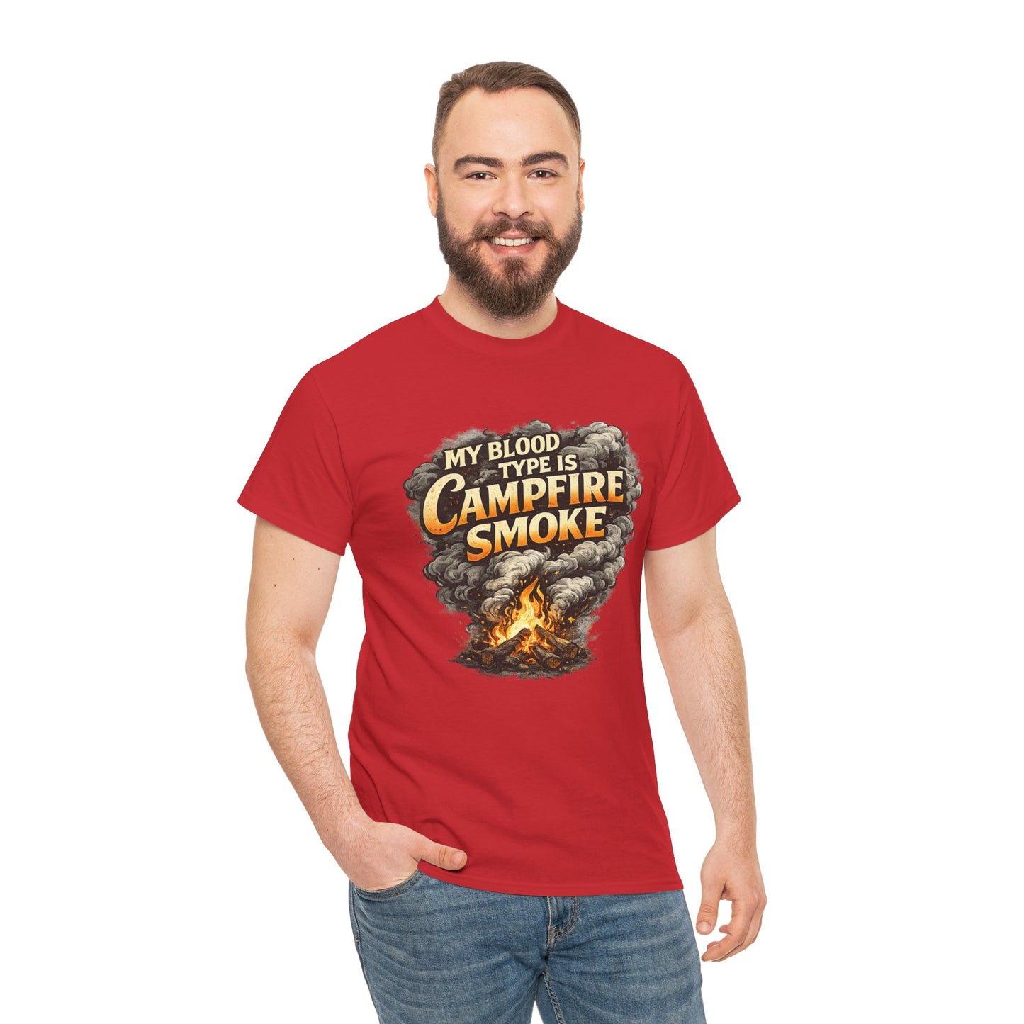 Campfire Smoke T-Shirt — "My Blood Type Is Campfire Smoke" Graphic Tee