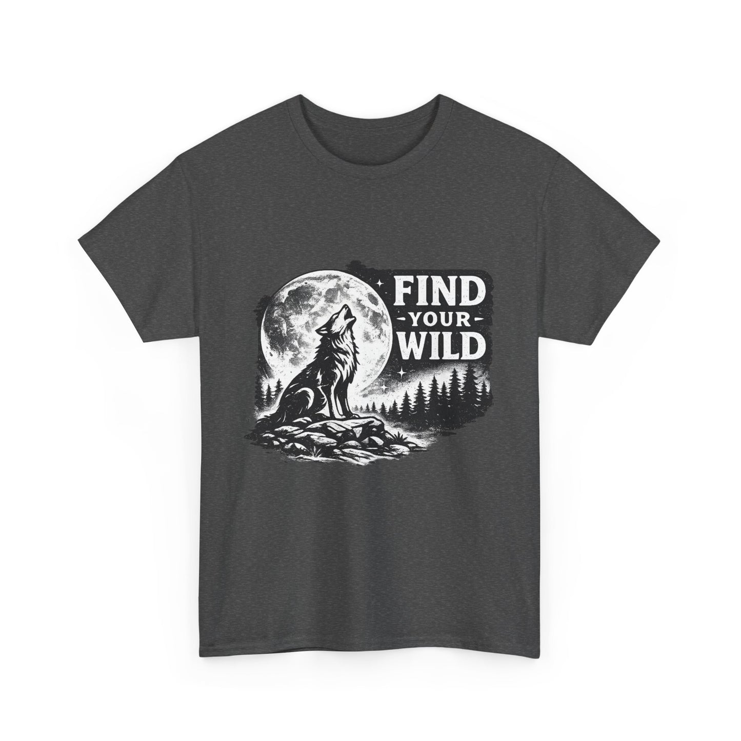 Find Your Wild Wolf T‑Shirt — Moonlit Nature Graphic Tee for Outdoor Lovers