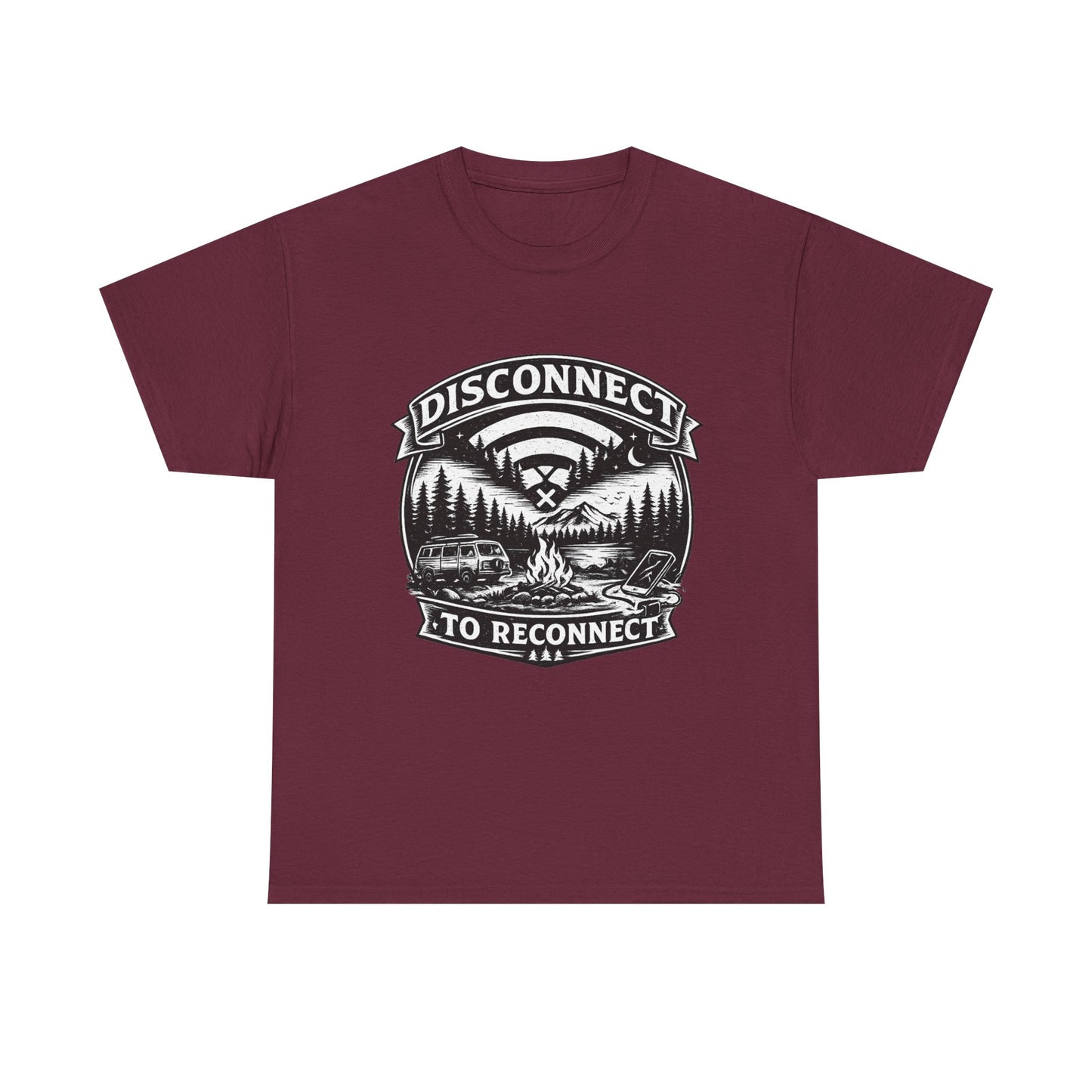 "Disconnect To Reconnect" — Funny Camping T-Shirt | Gift for Outdoor & Nature Lovers