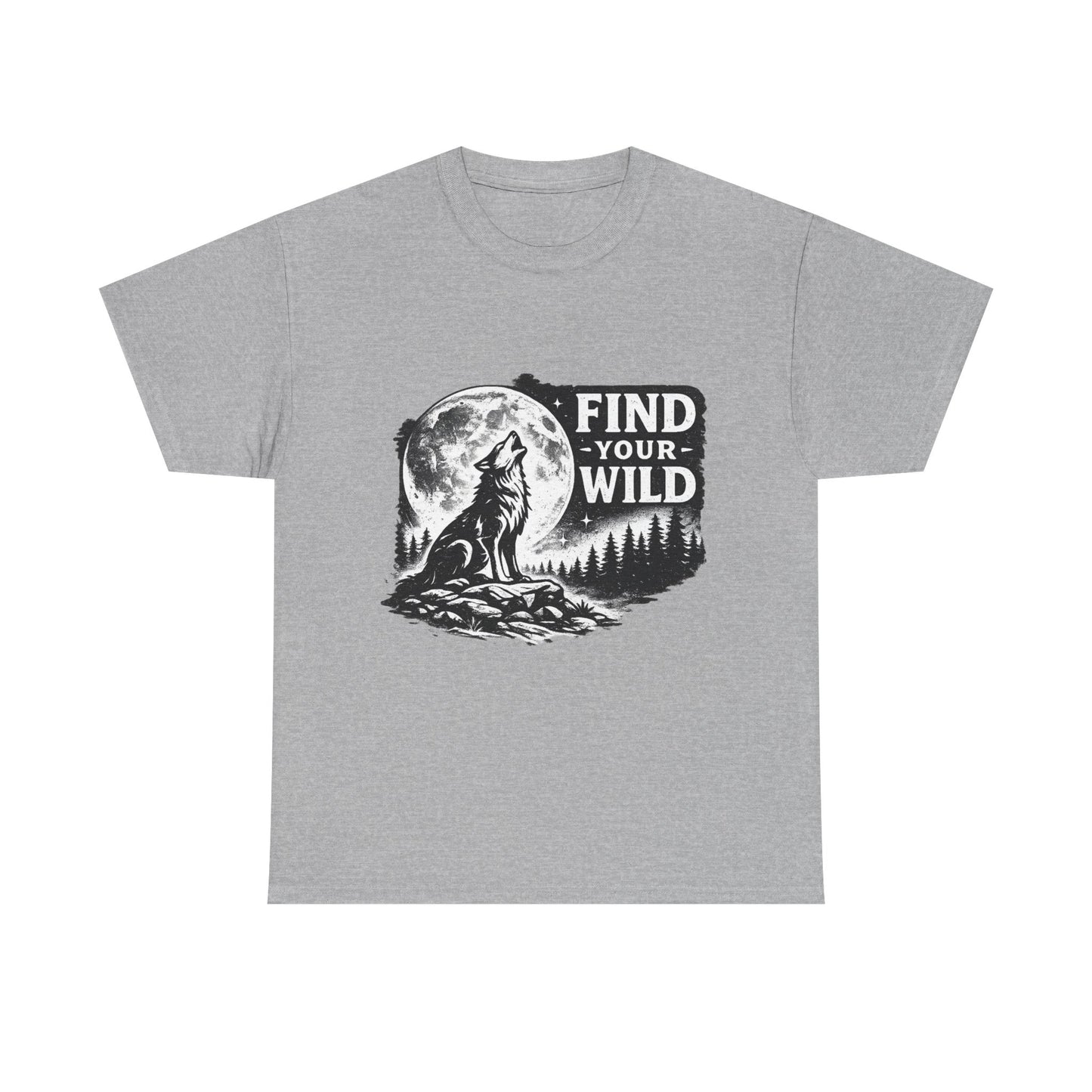 Find Your Wild Wolf T‑Shirt — Moonlit Nature Graphic Tee for Outdoor Lovers