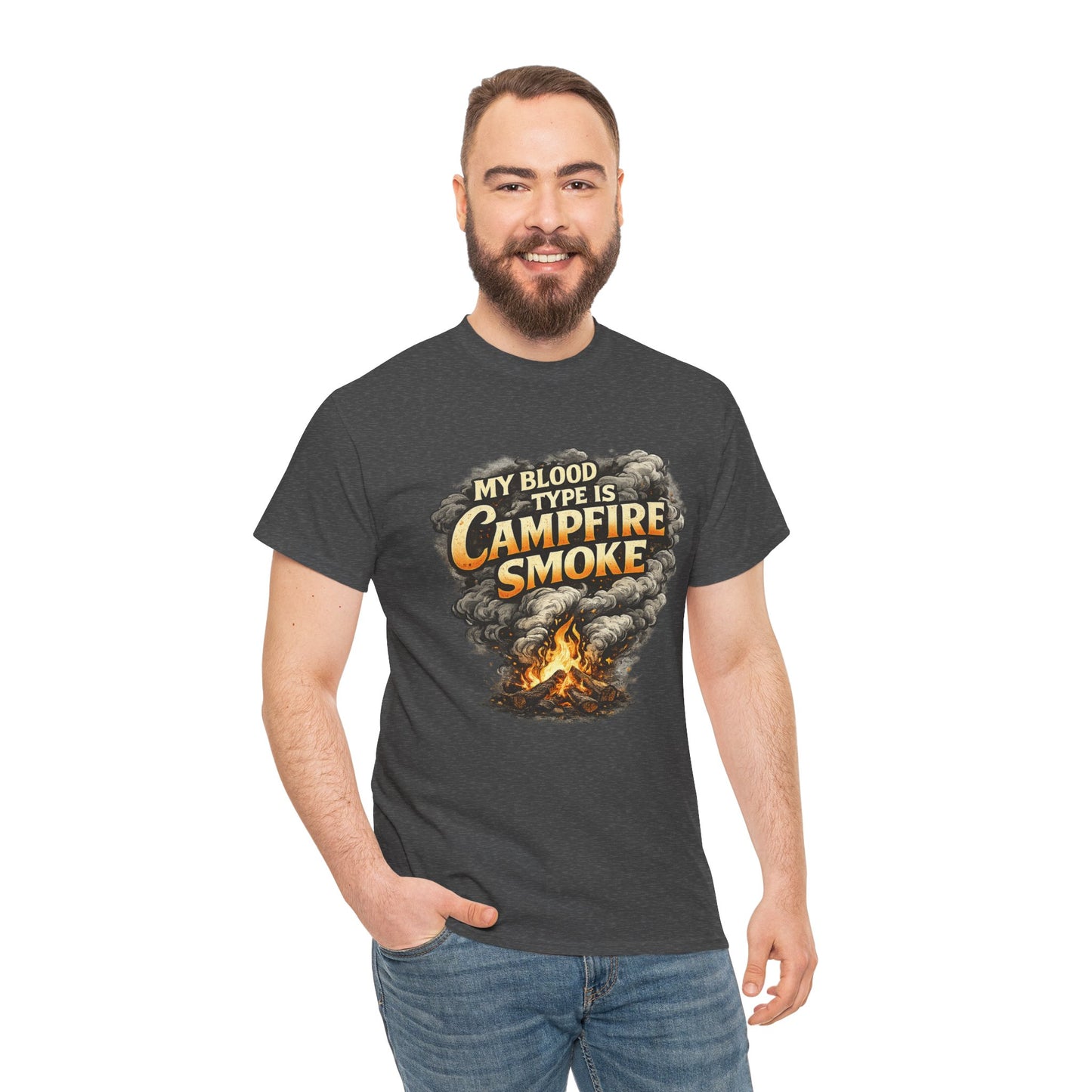 Campfire Smoke T-Shirt — "My Blood Type Is Campfire Smoke" Graphic Tee