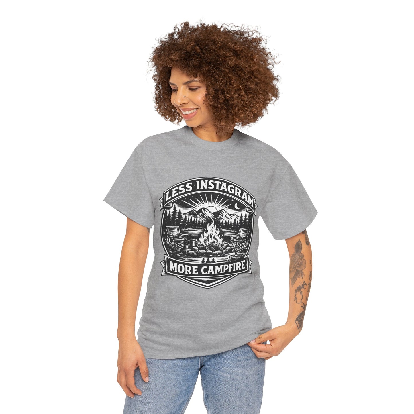 T-Shirt - "Less Instagram, More Campfire" Vintage Camping Graphic Tee