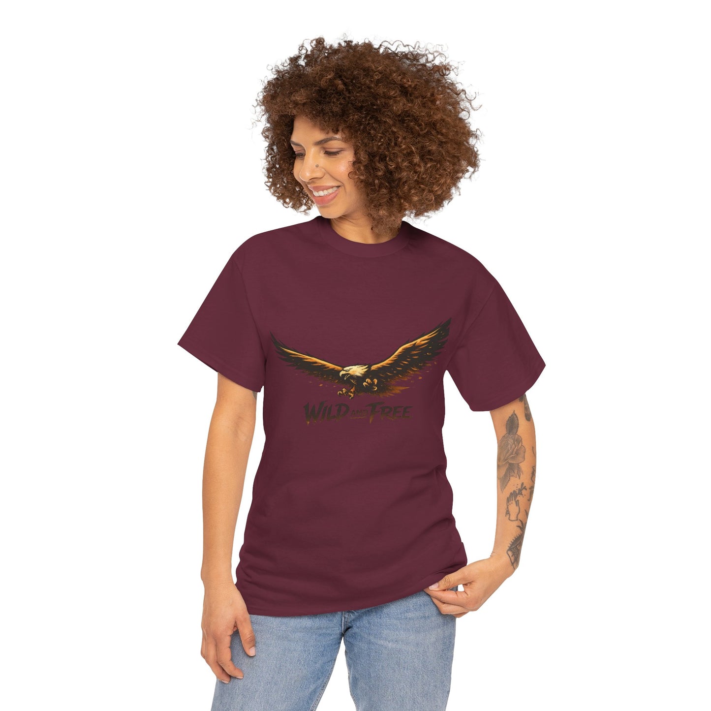 Wild and Free Eagle Shirt for Men Women – Vintage Eagle Graphic Tee Freedom Nature Outdoor T-Shirt