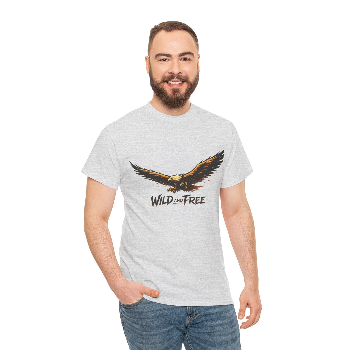Wild and Free Eagle Shirt for Men Women – Vintage Eagle Graphic Tee Freedom Nature Outdoor T-Shirt