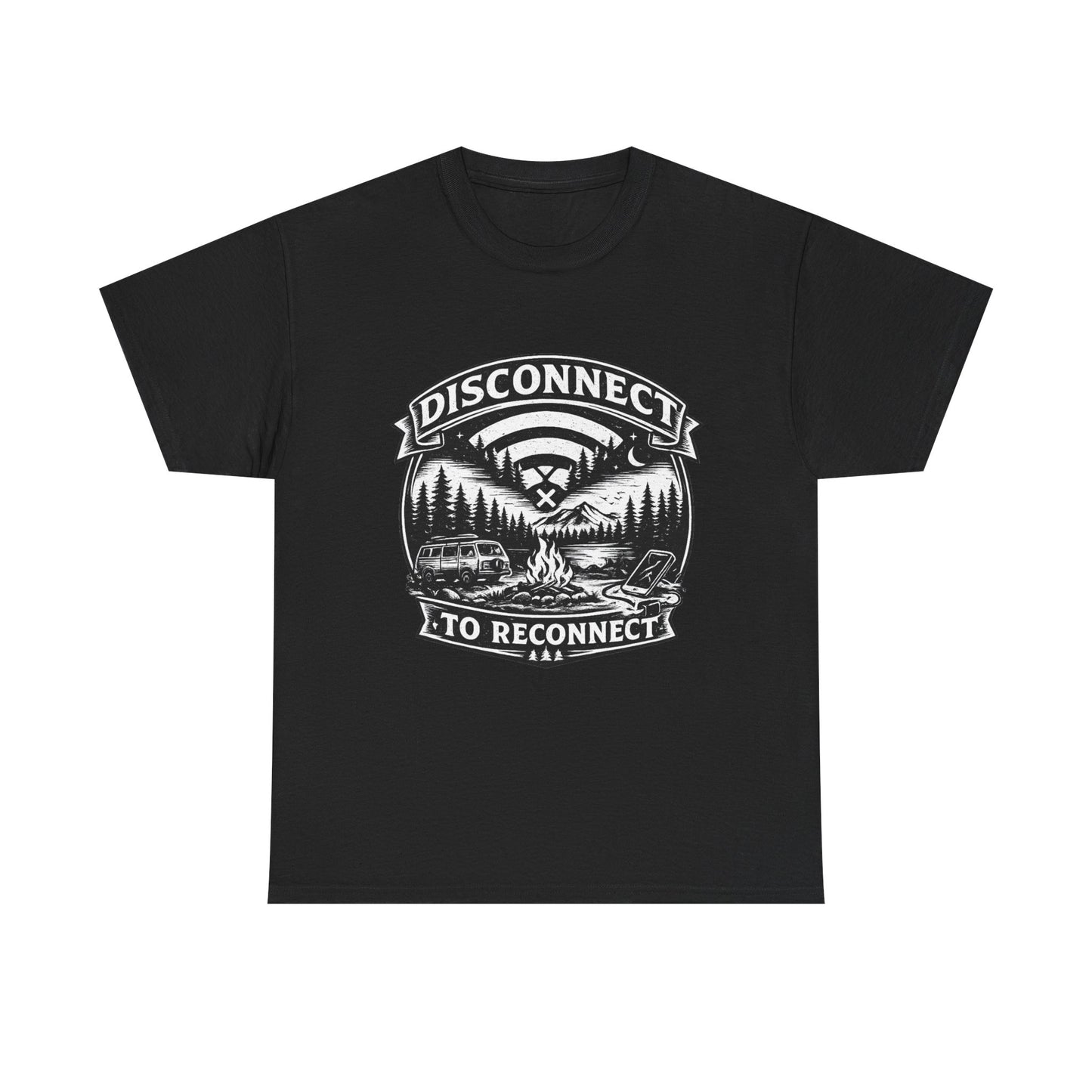 "Disconnect To Reconnect" — Funny Camping T-Shirt | Gift for Outdoor & Nature Lovers