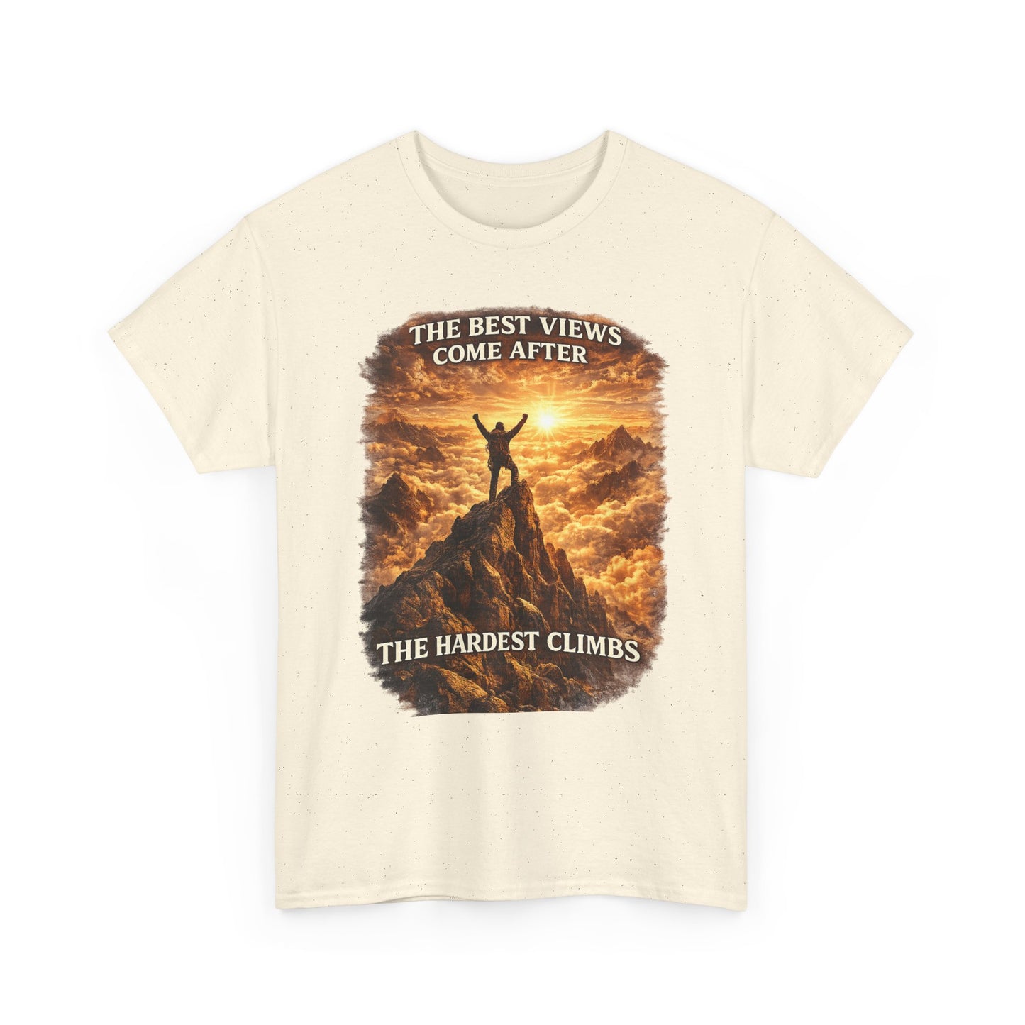 Mountain Hiking Motivation T-Shirt – “The Best Views Come After The Hardest Climbs” Adventure Tee