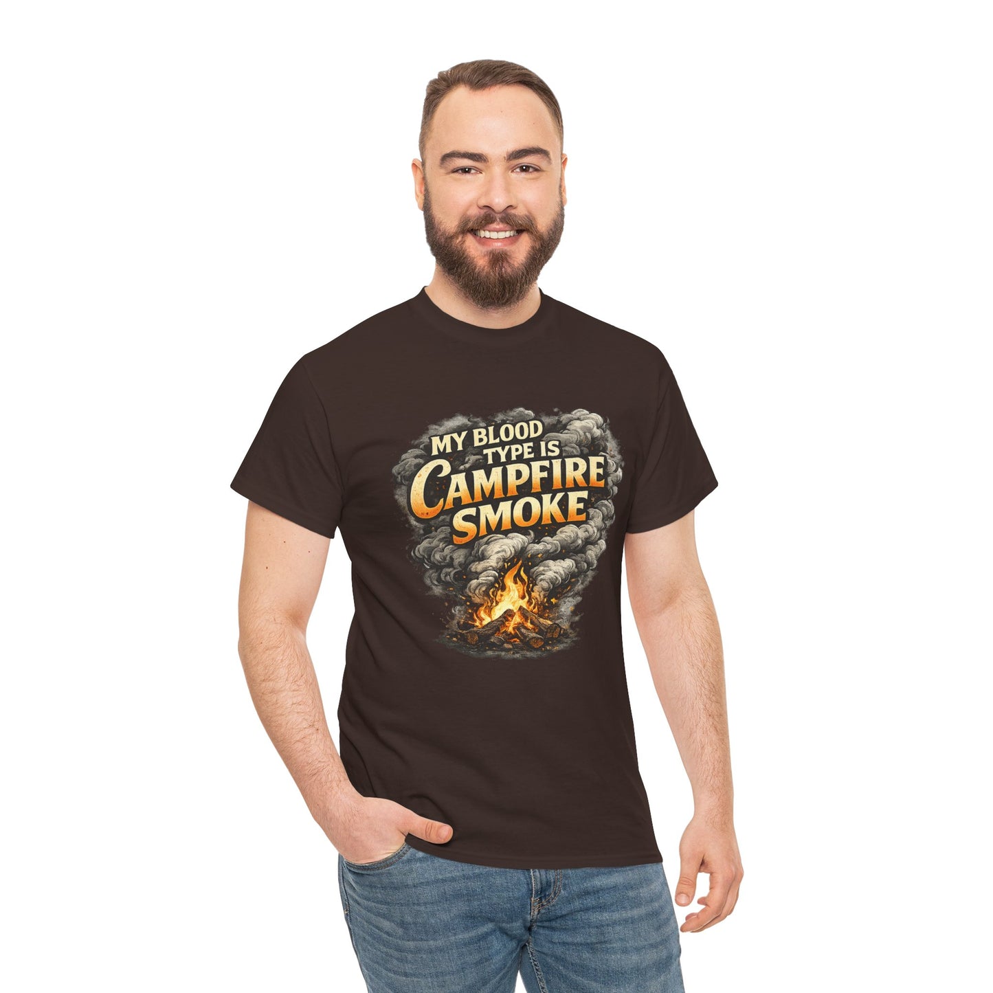 Campfire Smoke T-Shirt — "My Blood Type Is Campfire Smoke" Graphic Tee