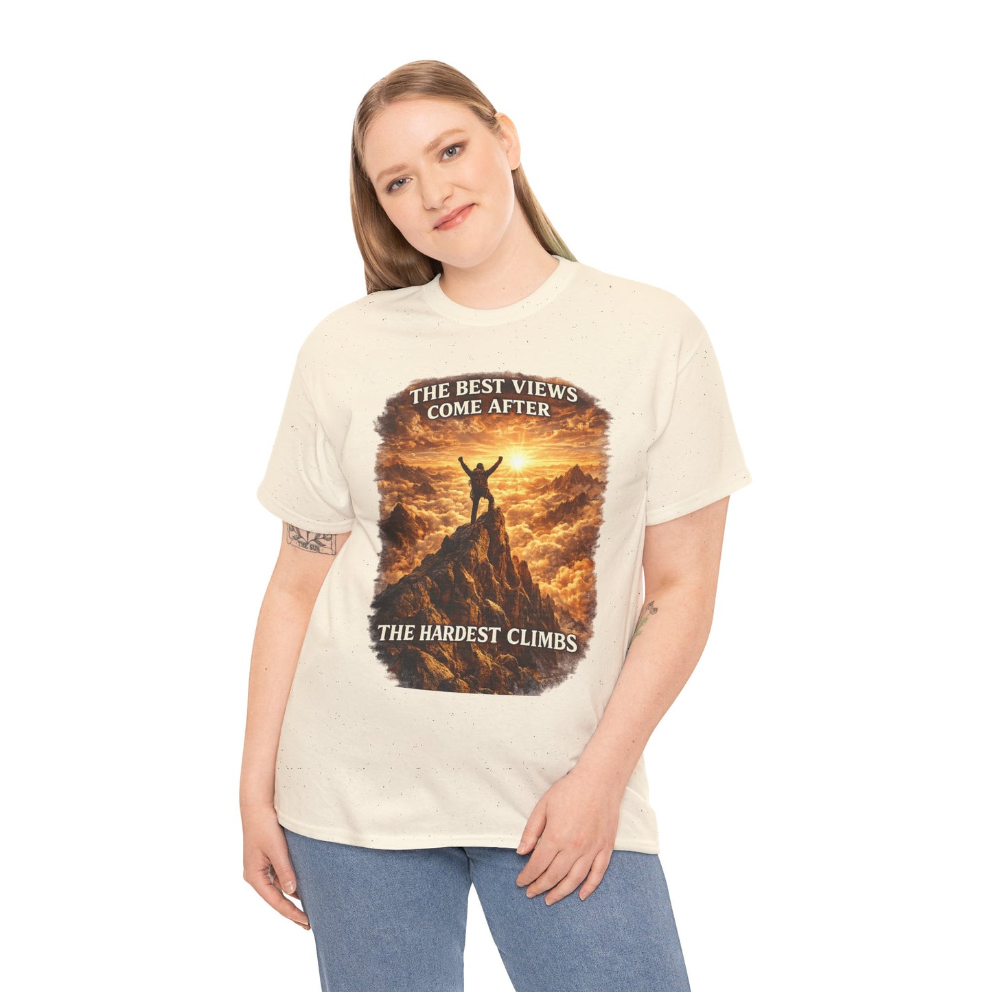 Mountain Hiking Motivation T-Shirt – “The Best Views Come After The Hardest Climbs” Adventure Tee