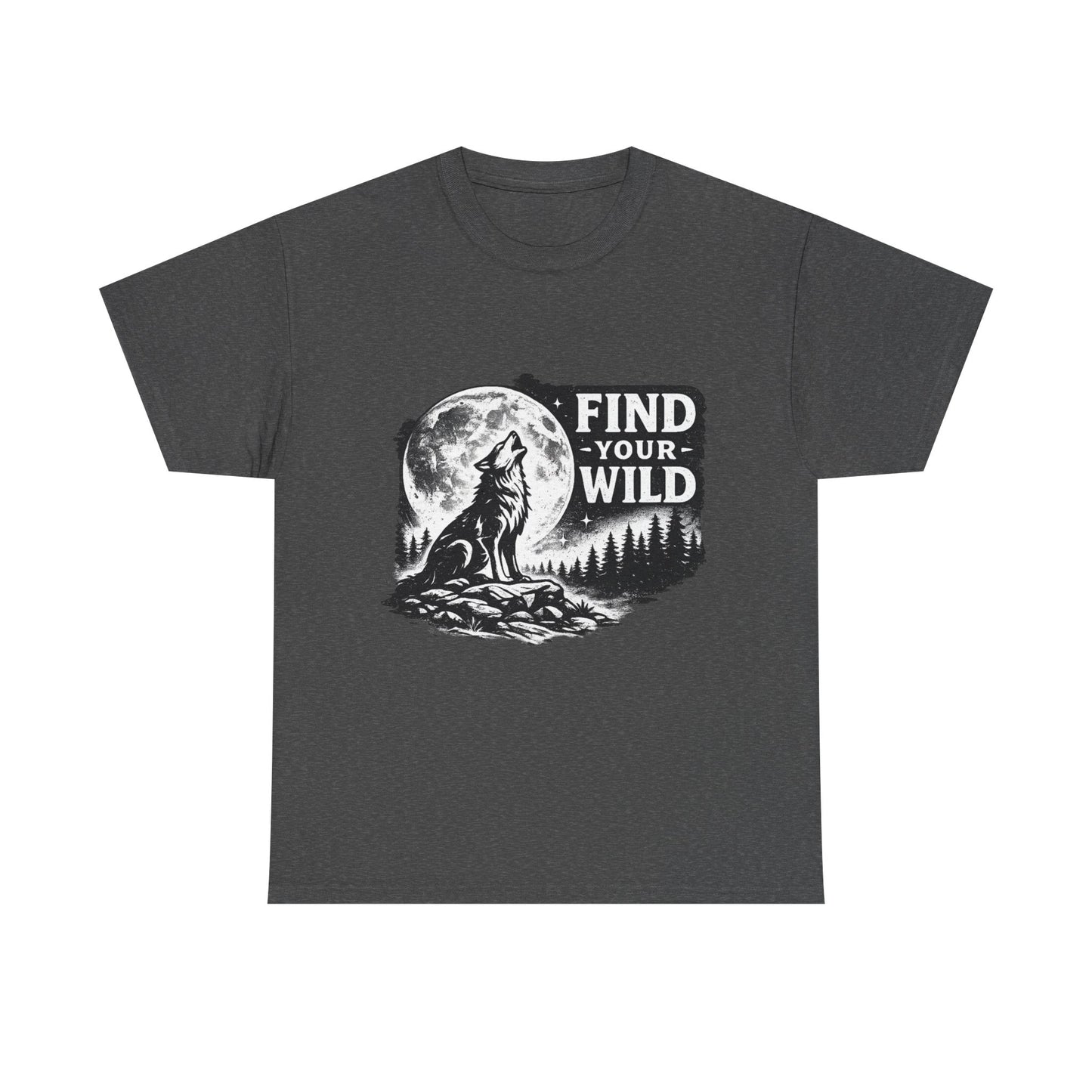 Find Your Wild Wolf T‑Shirt — Moonlit Nature Graphic Tee for Outdoor Lovers
