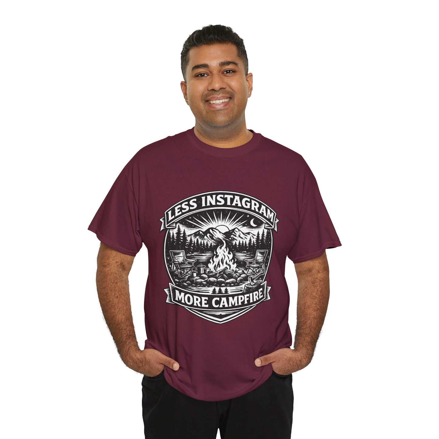 T-Shirt - "Less Instagram, More Campfire" Vintage Camping Graphic Tee