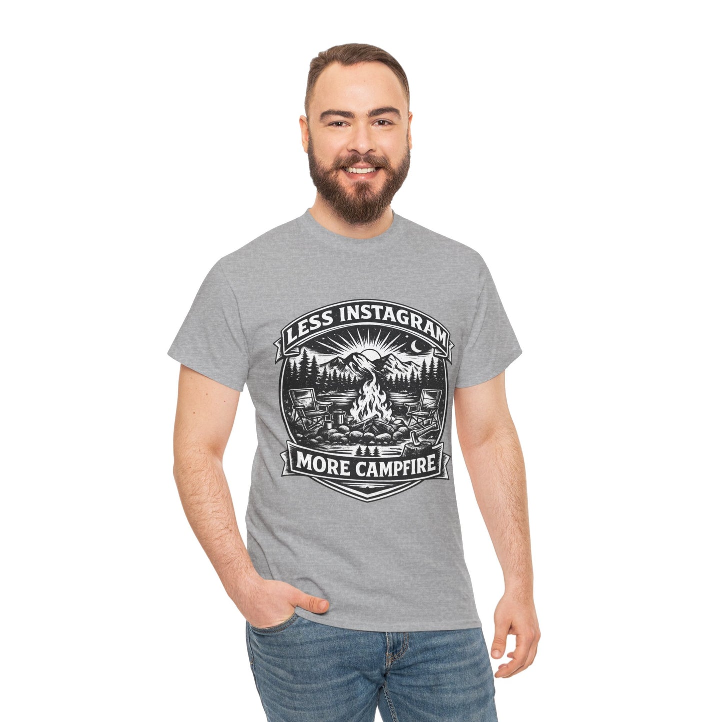 T-Shirt - "Less Instagram, More Campfire" Vintage Camping Graphic Tee