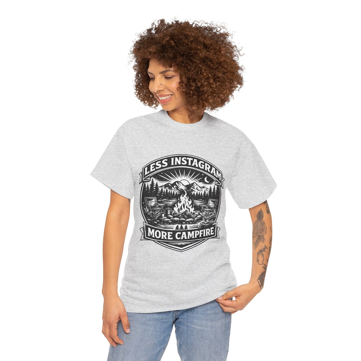 T-Shirt - "Less Instagram, More Campfire" Vintage Camping Graphic Tee
