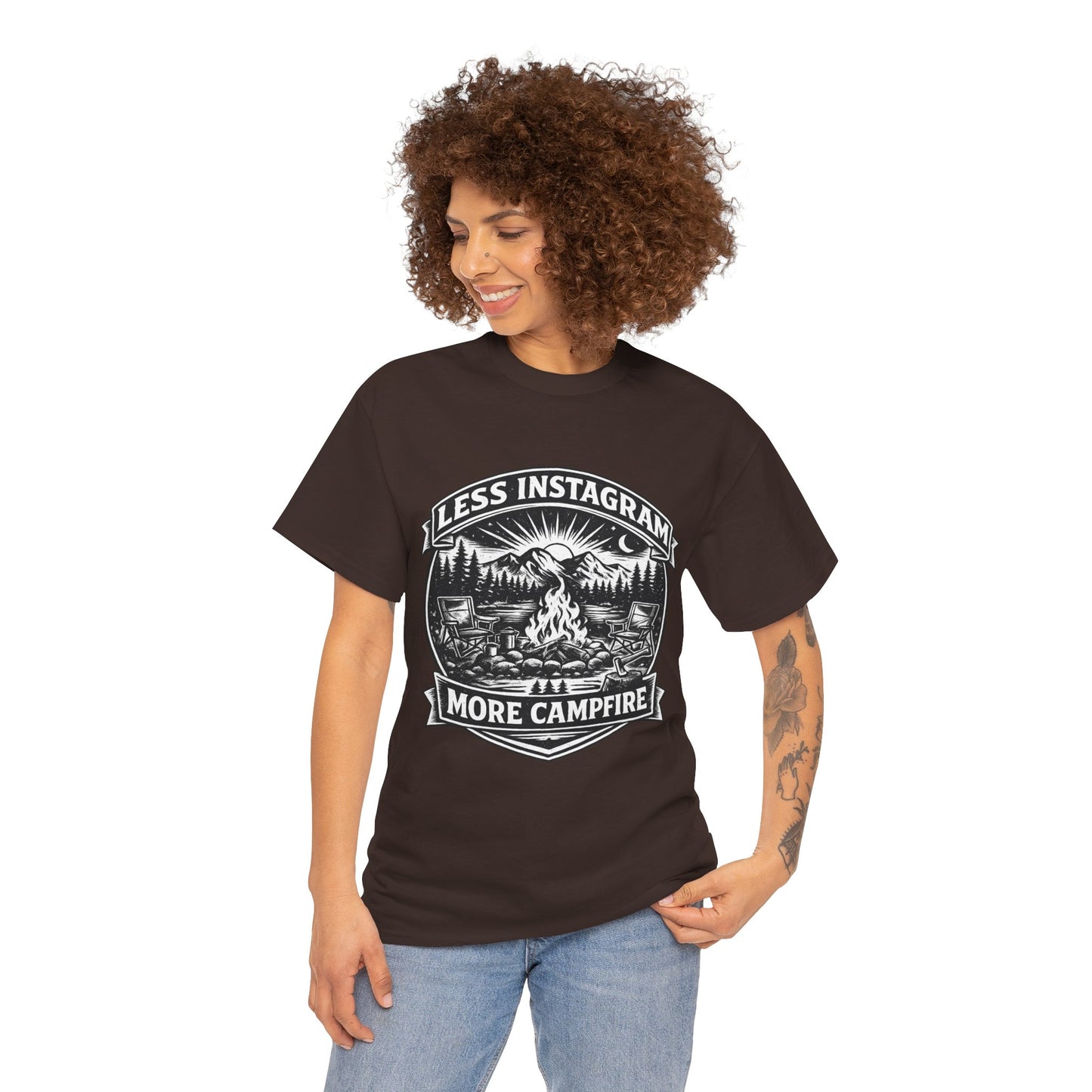 T-Shirt - "Less Instagram, More Campfire" Vintage Camping Graphic Tee