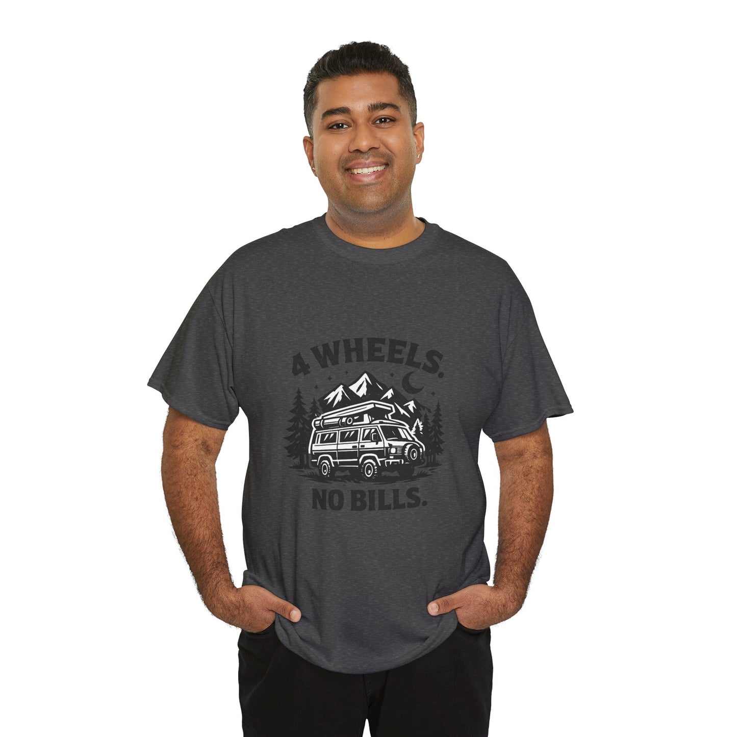 4 Wheels No Bills Camper T-Shirt — Adventure Van Life Graphic Tee