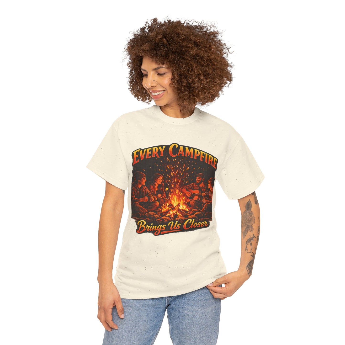 Campfire T-Shirt — "Every Campfire Brings Us Closer" Retro Outdoor Tee