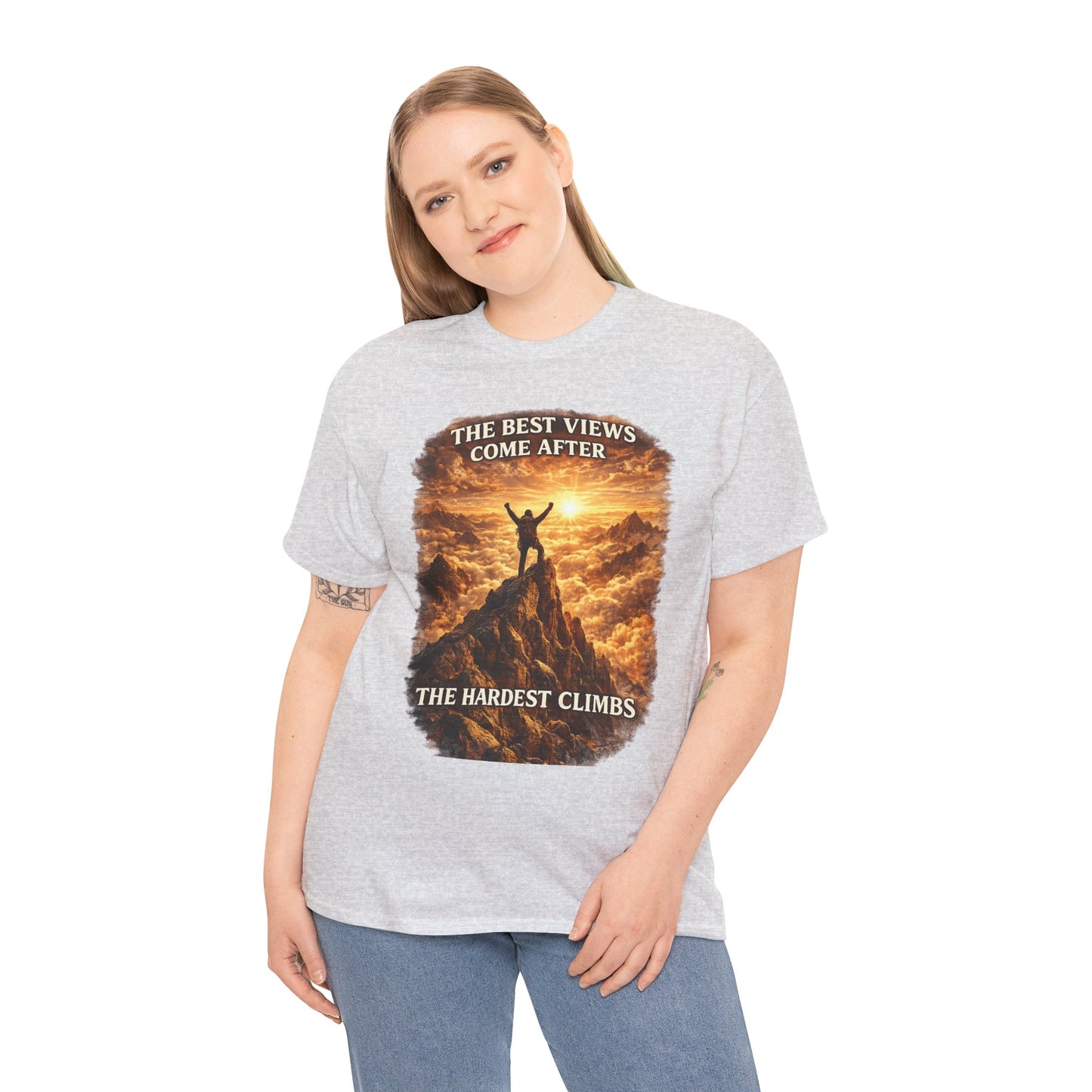 Mountain Hiking Motivation T-Shirt – “The Best Views Come After The Hardest Climbs” Adventure Tee