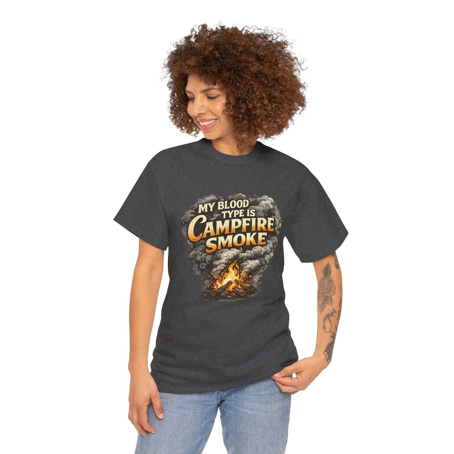 Campfire Smoke T-Shirt — "My Blood Type Is Campfire Smoke" Graphic Tee