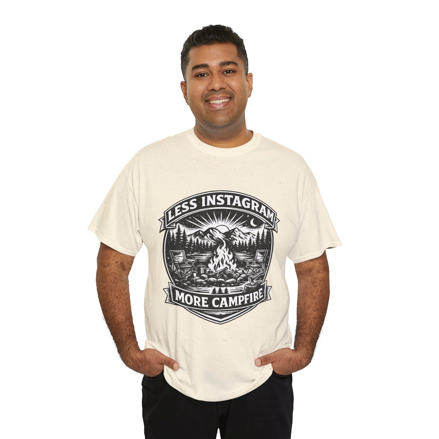 T-Shirt - "Less Instagram, More Campfire" Vintage Camping Graphic Tee