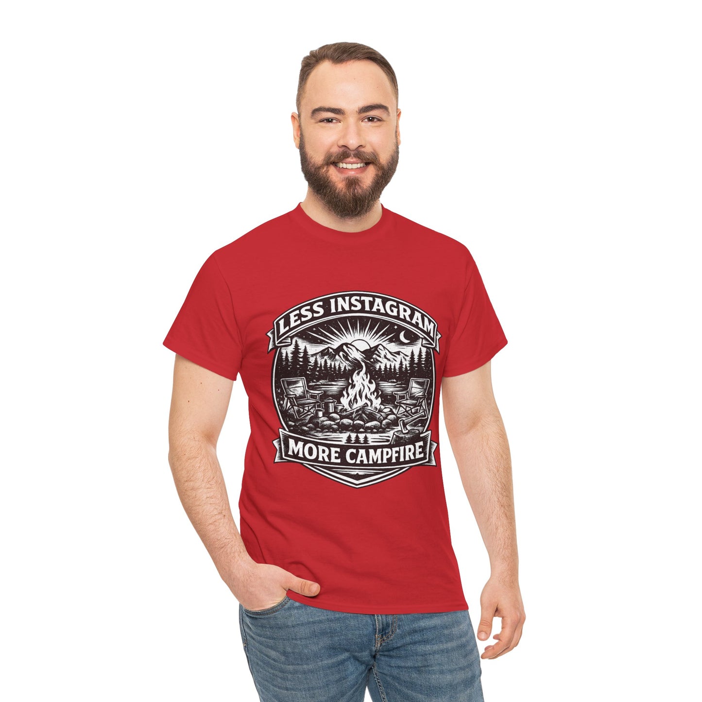 T-Shirt - "Less Instagram, More Campfire" Vintage Camping Graphic Tee