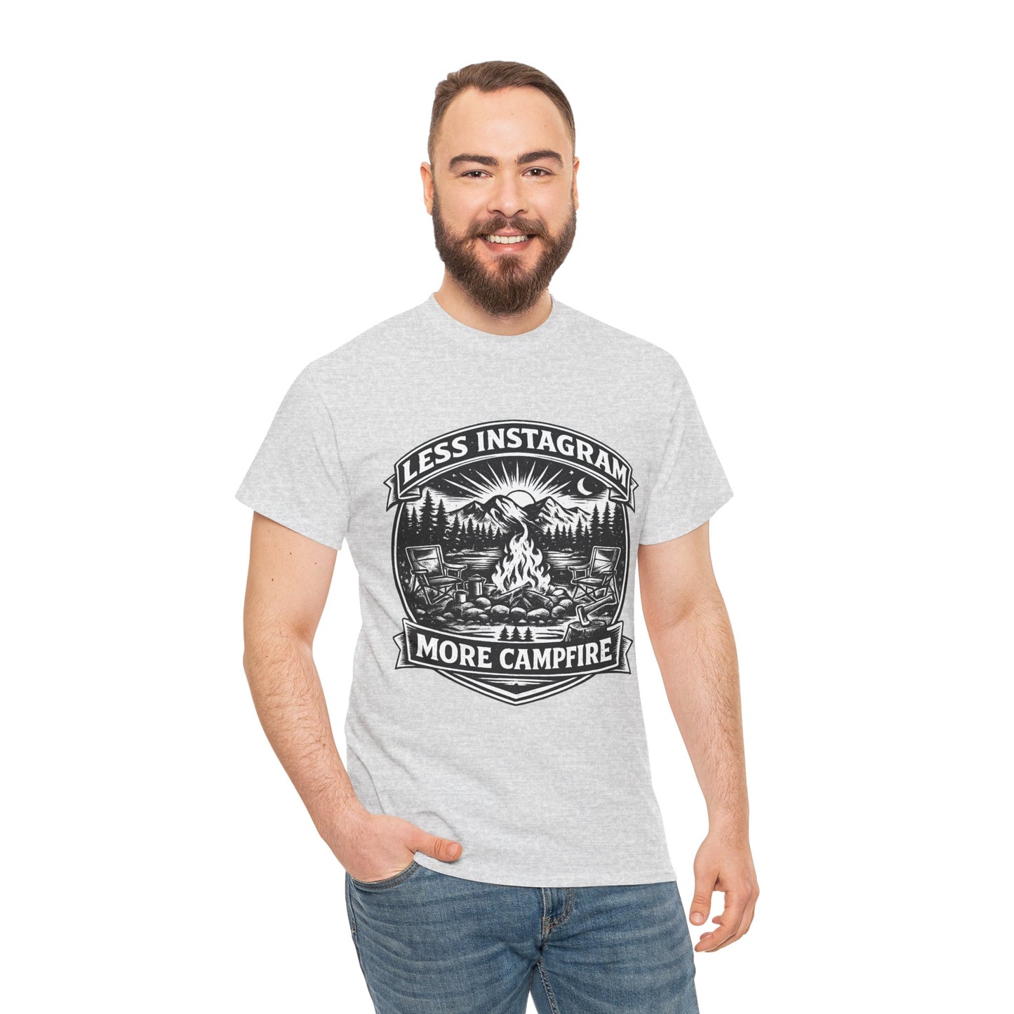 T-Shirt - "Less Instagram, More Campfire" Vintage Camping Graphic Tee