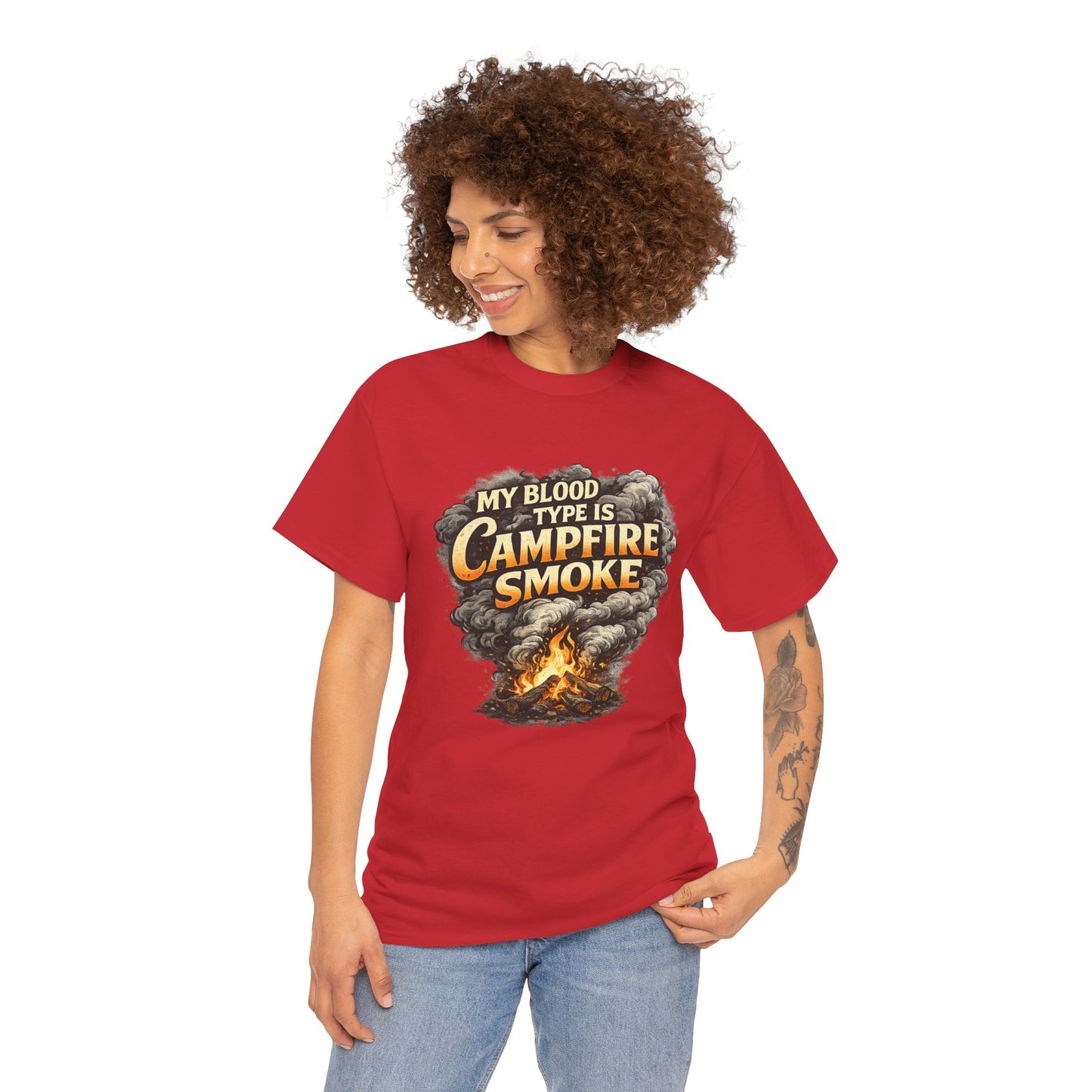 Campfire Smoke T-Shirt — "My Blood Type Is Campfire Smoke" Graphic Tee