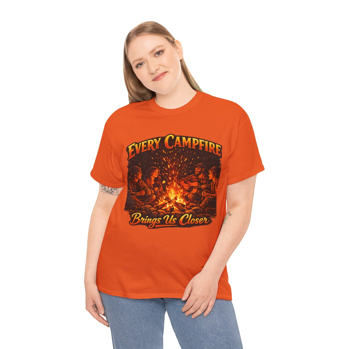 Campfire T-Shirt — "Every Campfire Brings Us Closer" Retro Outdoor Tee