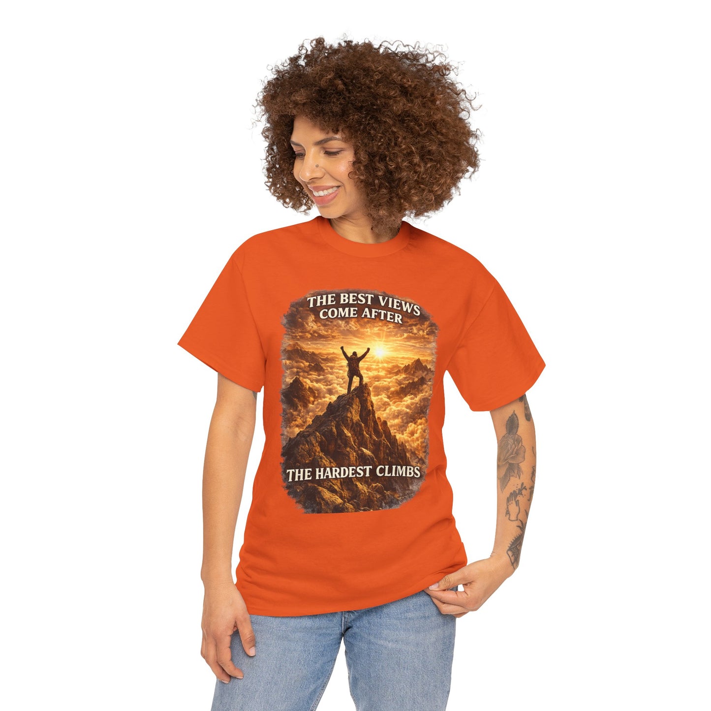 Mountain Hiking Motivation T-Shirt – “The Best Views Come After The Hardest Climbs” Adventure Tee