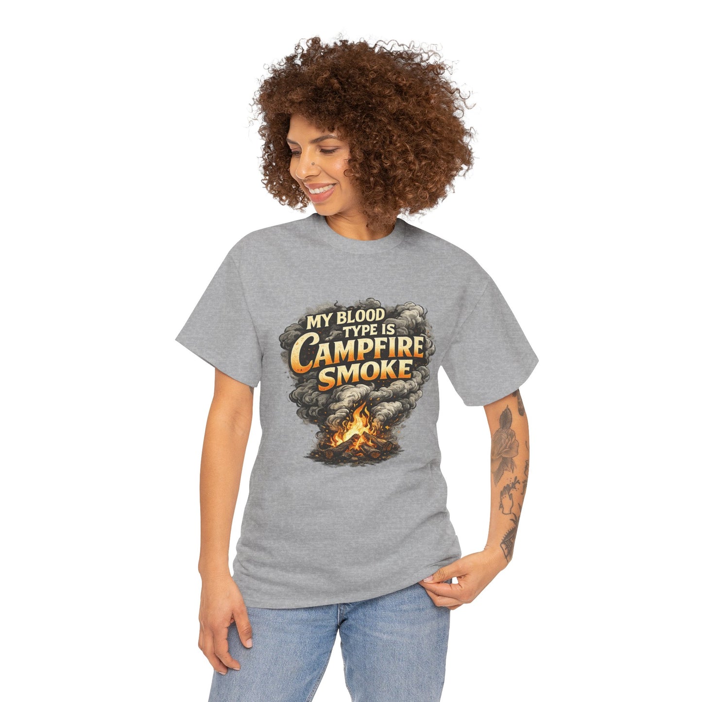 Campfire Smoke T-Shirt — "My Blood Type Is Campfire Smoke" Graphic Tee