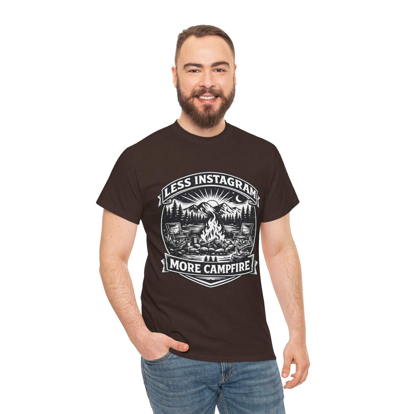 T-Shirt - "Less Instagram, More Campfire" Vintage Camping Graphic Tee