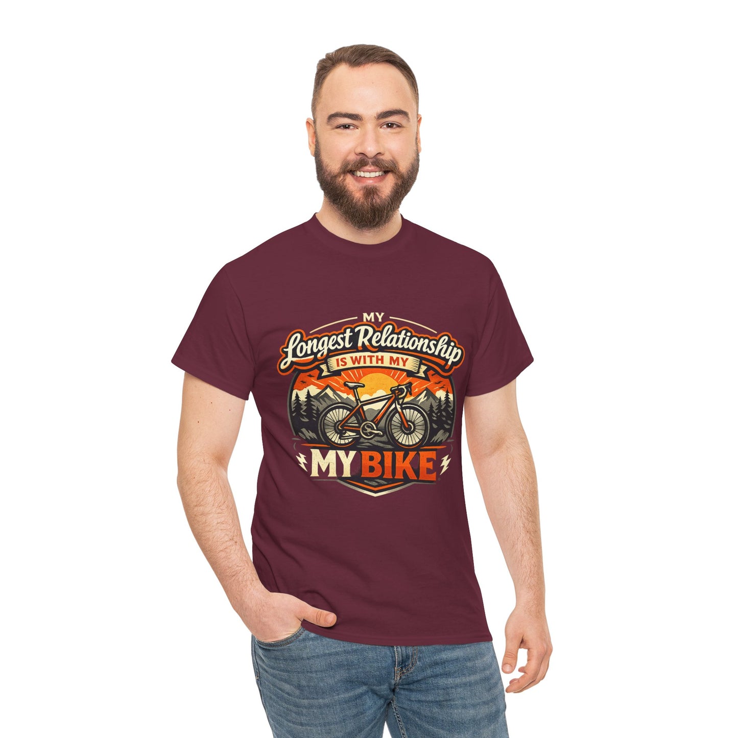 My Longest Relationship Is With My Bike — Funny Cycling T-Shirt | Gift for Cyclists