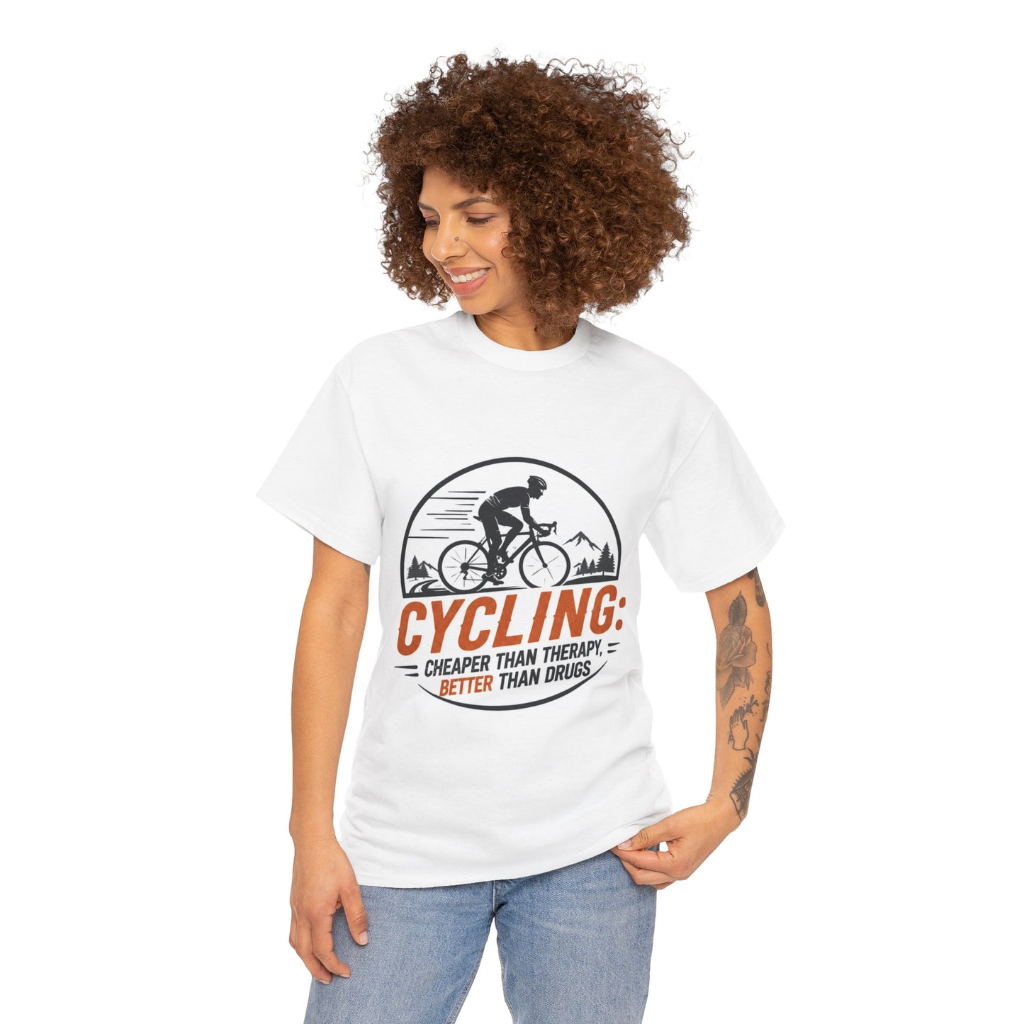 Cycling Cheaper Than Therapy Better Than Drugs - Funny Cycling T-Shirt Gift for Cyclists