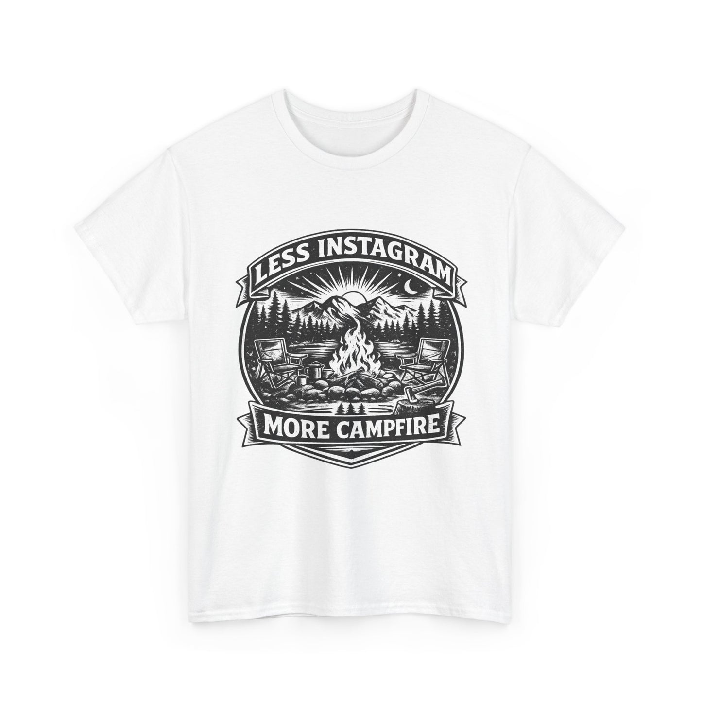 T-Shirt - "Less Instagram, More Campfire" Vintage Camping Graphic Tee