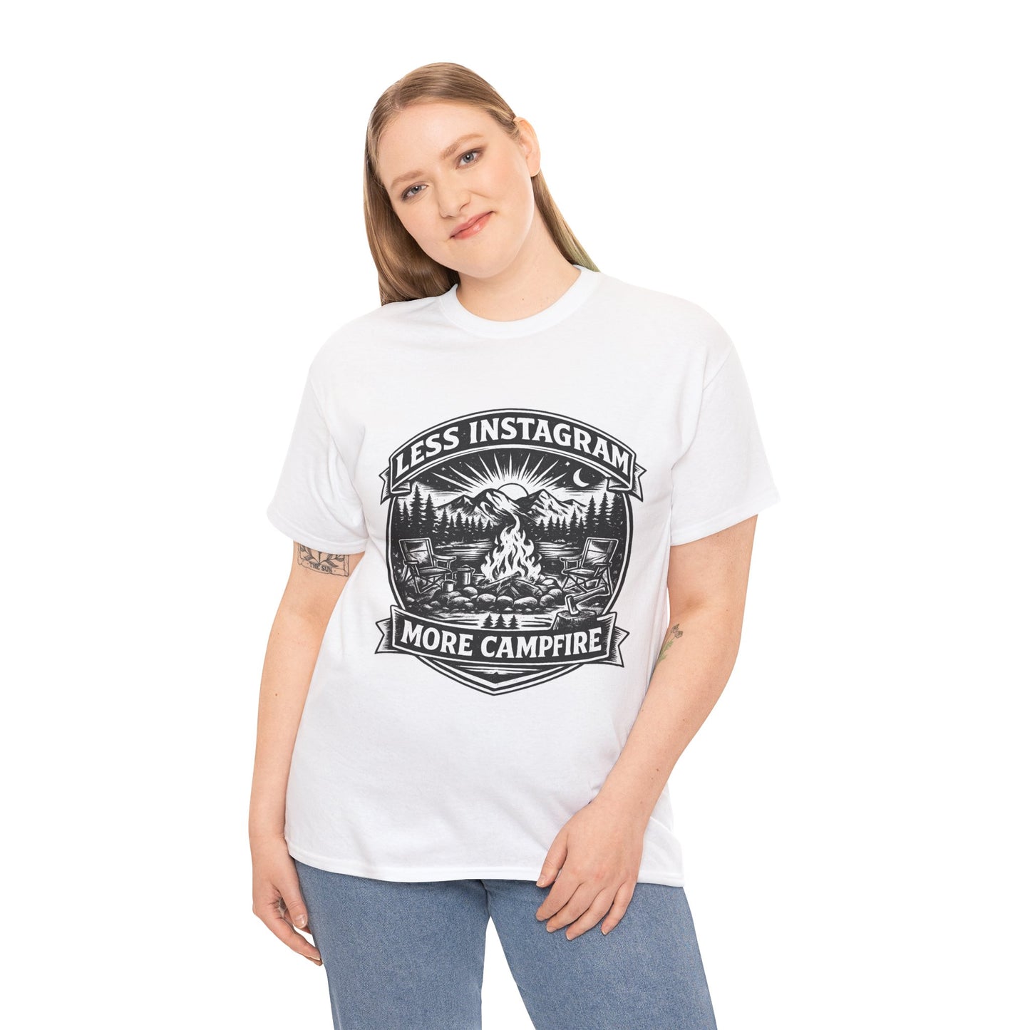 T-Shirt - "Less Instagram, More Campfire" Vintage Camping Graphic Tee