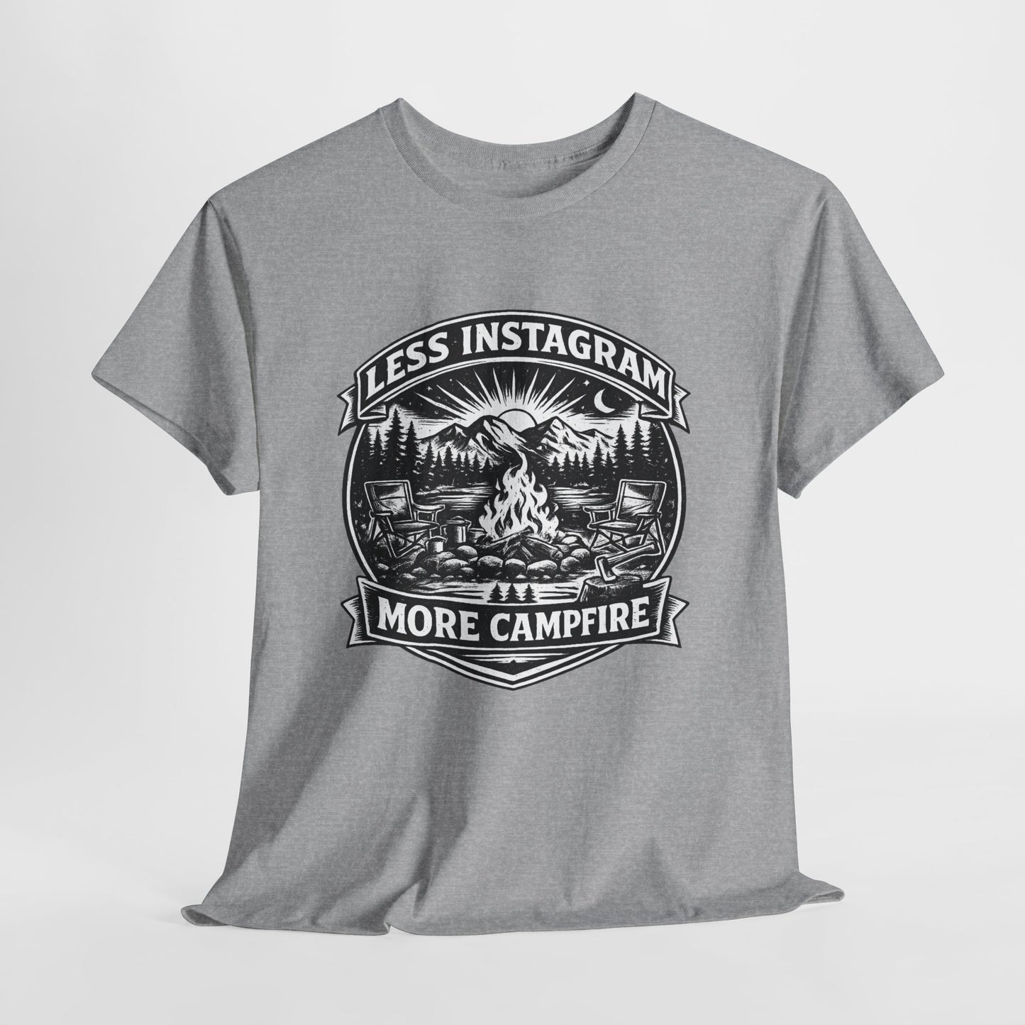 T-Shirt - "Less Instagram, More Campfire" Vintage Camping Graphic Tee