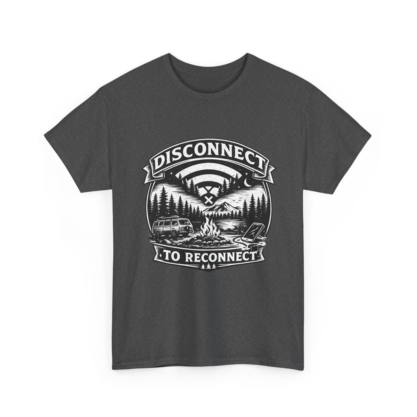 "Disconnect To Reconnect" — Funny Camping T-Shirt | Gift for Outdoor & Nature Lovers