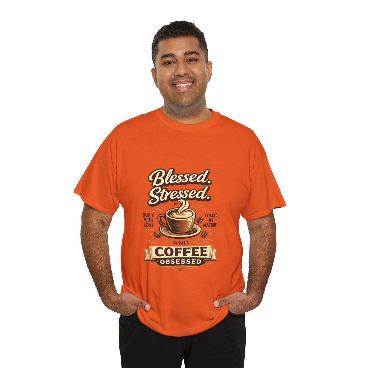 Blessed Stressed And Coffee Obsessed" — Funny Mom T-Shirt | Gift for Coffee Lovers