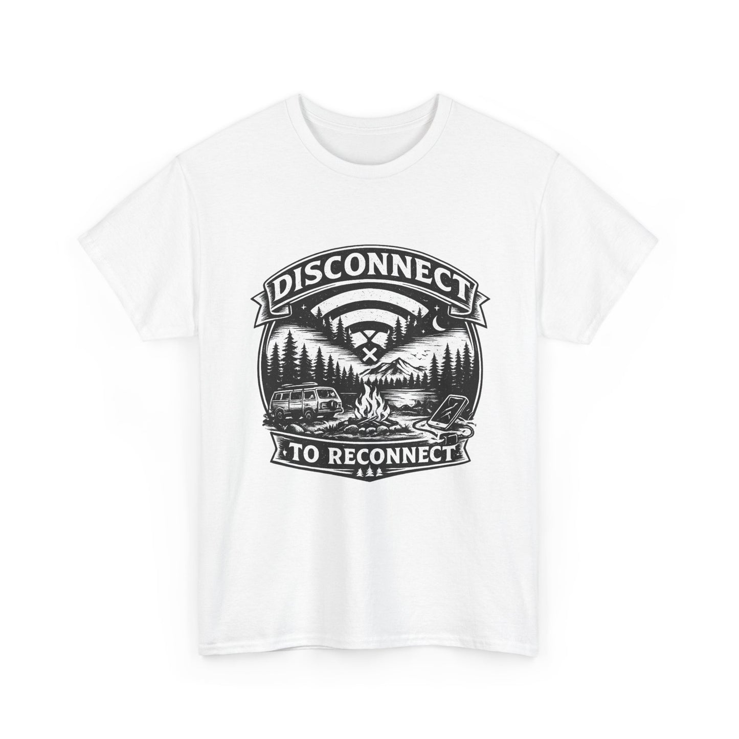 "Disconnect To Reconnect" — Funny Camping T-Shirt | Gift for Outdoor & Nature Lovers