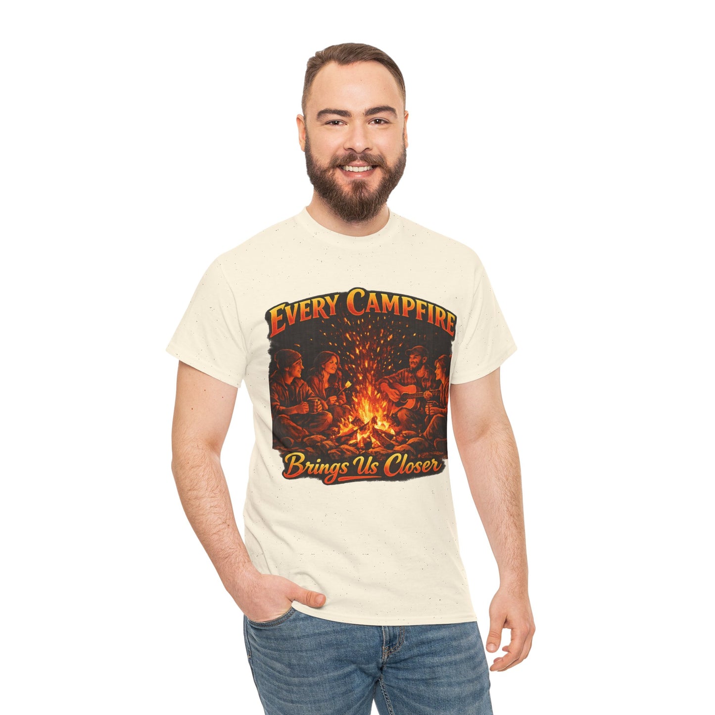 Campfire T-Shirt — "Every Campfire Brings Us Closer" Retro Outdoor Tee
