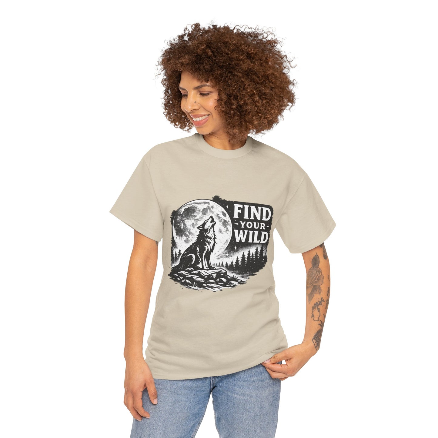 Find Your Wild Wolf T‑Shirt — Moonlit Nature Graphic Tee for Outdoor Lovers