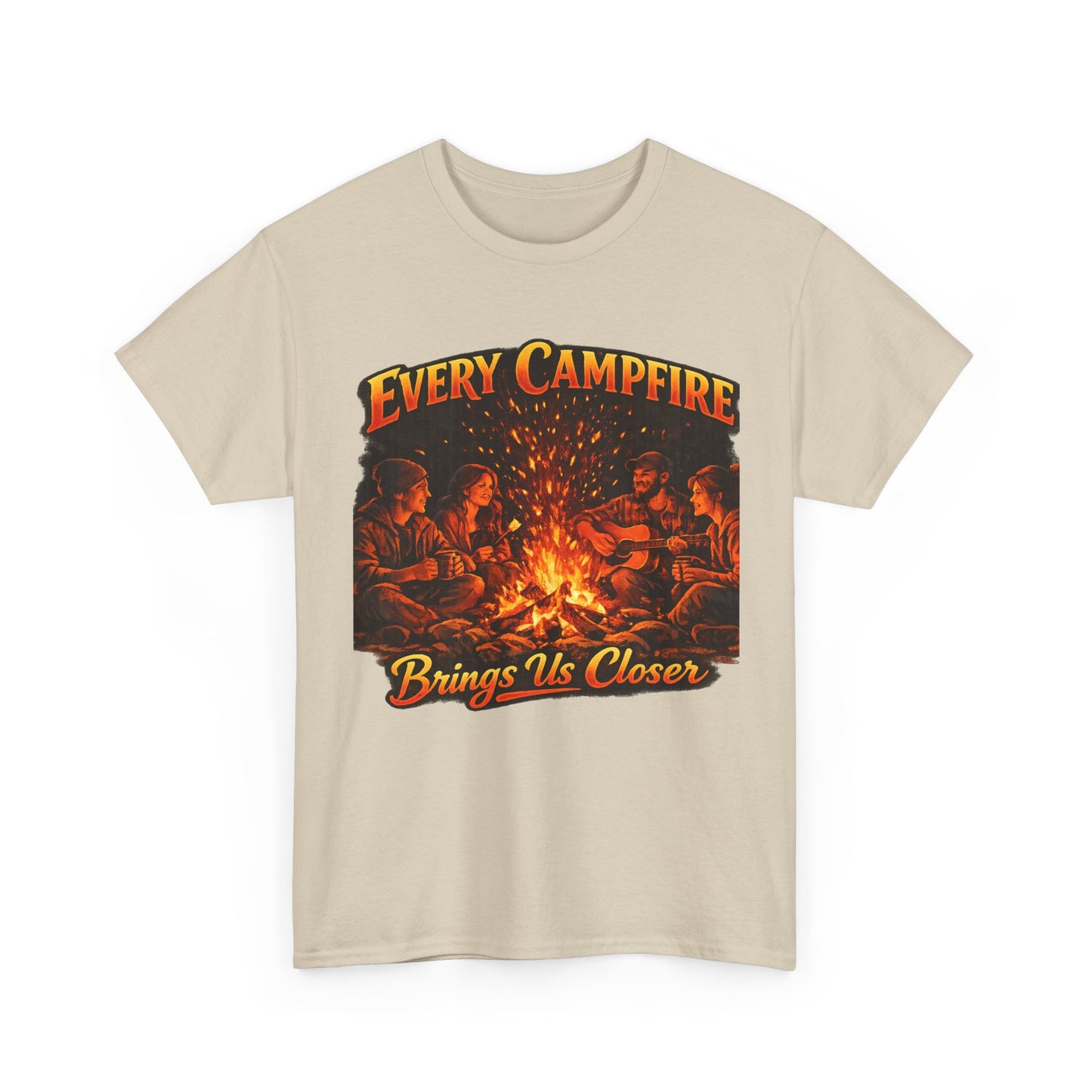 Campfire T-Shirt — "Every Campfire Brings Us Closer" Retro Outdoor Tee